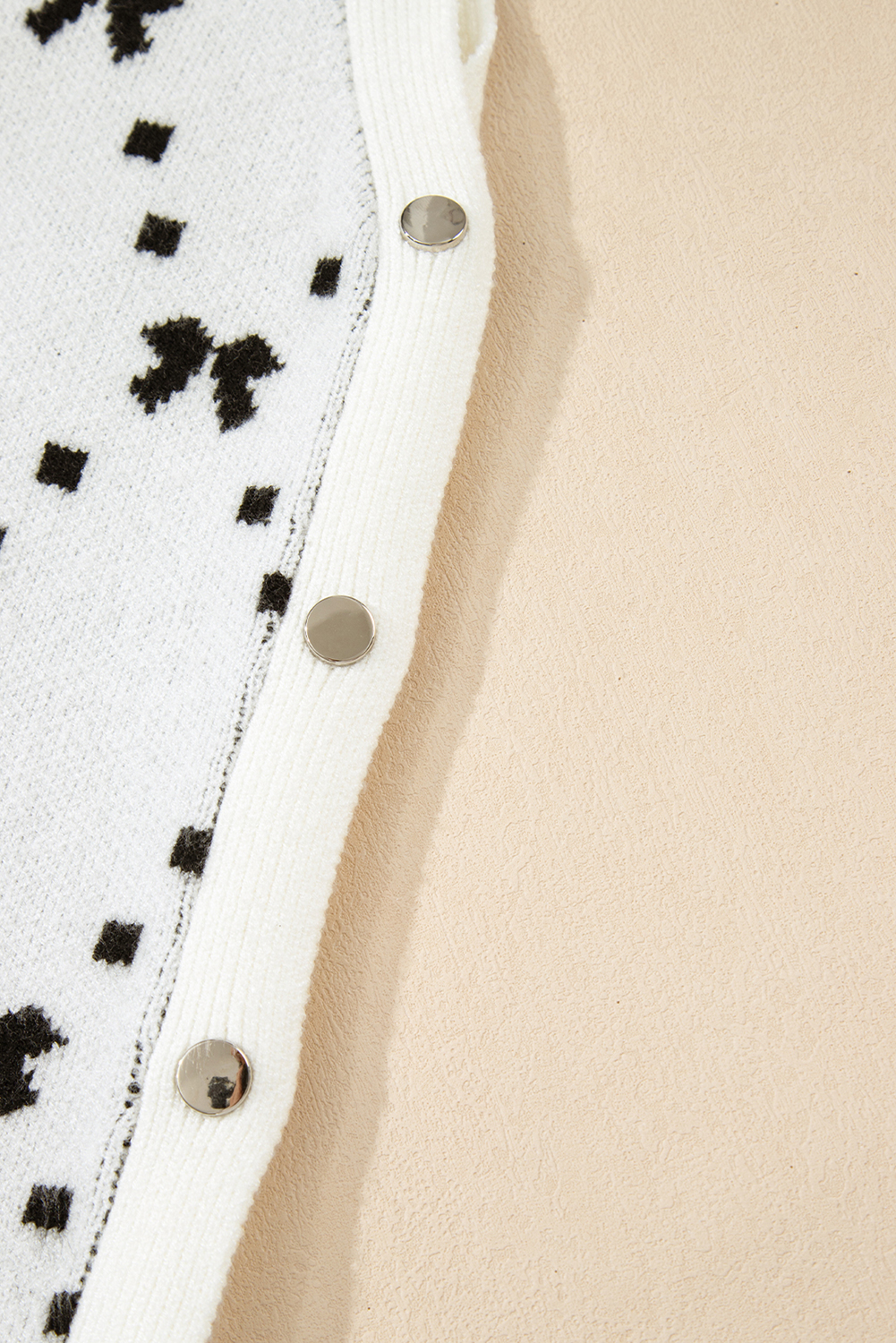 Trendy Cropped Sweater Vest with Unique Buttoned Side Detail - White Colorblock Style - Detail View 11 Trendy Cropped Sweater Vest with Unique Buttoned Side Detail - White Colorblock Style - Detail View 11