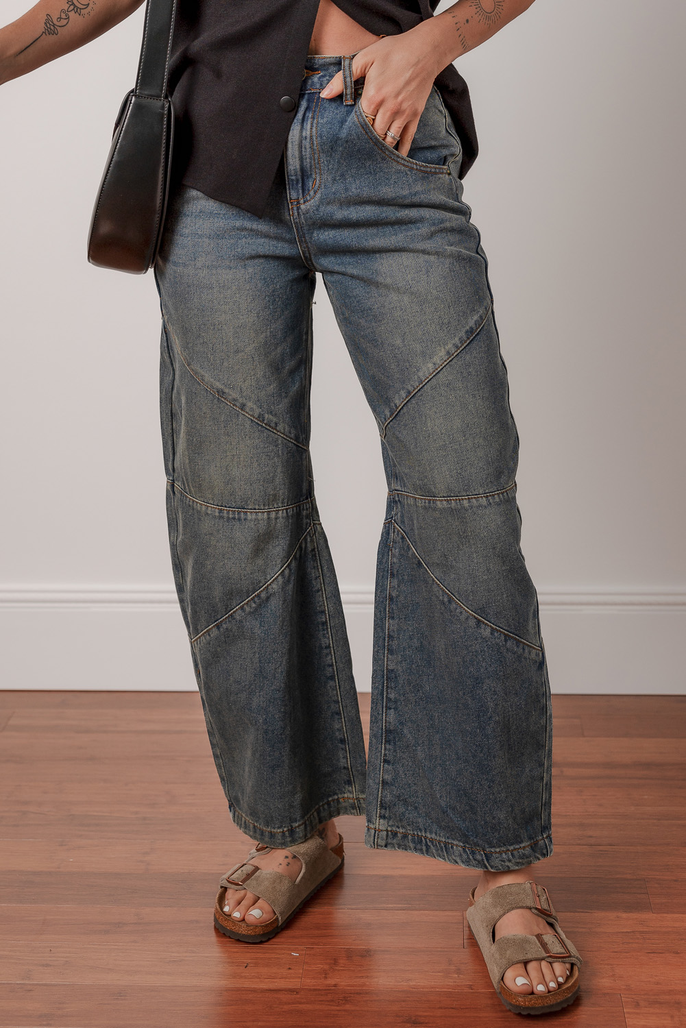 Women's Jeans, Sail Blue, High Waist, Loose Straight Fit, Exposed Stitching, Quality Denim, Casual Style, Vintage Look, Durable Fabric, Comfortable, Daily Wear, Wide Leg, Easy to Match - Detail View 4 Women's Jeans, Sail Blue, High Waist, Loose Straight Fit, Exposed Stitching, Quality Denim, Casual Style, Vintage Look, Durable Fabric, Comfortable, Daily Wear, Wide Leg, Easy to Match - Detail View 4