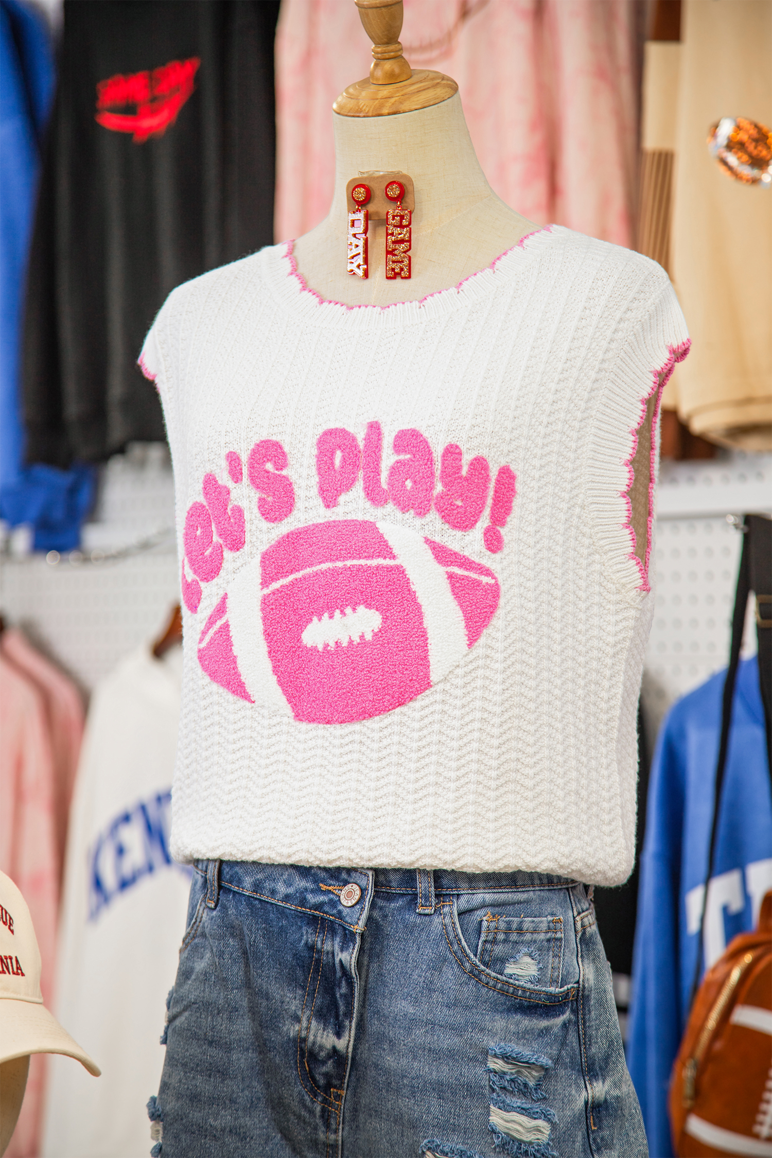 Women's 100% Cotton Rugby Sweater Vest – Summer Shift - Detail View 17 Women's 100% Cotton Rugby Sweater Vest – Summer Shift - Detail View 17