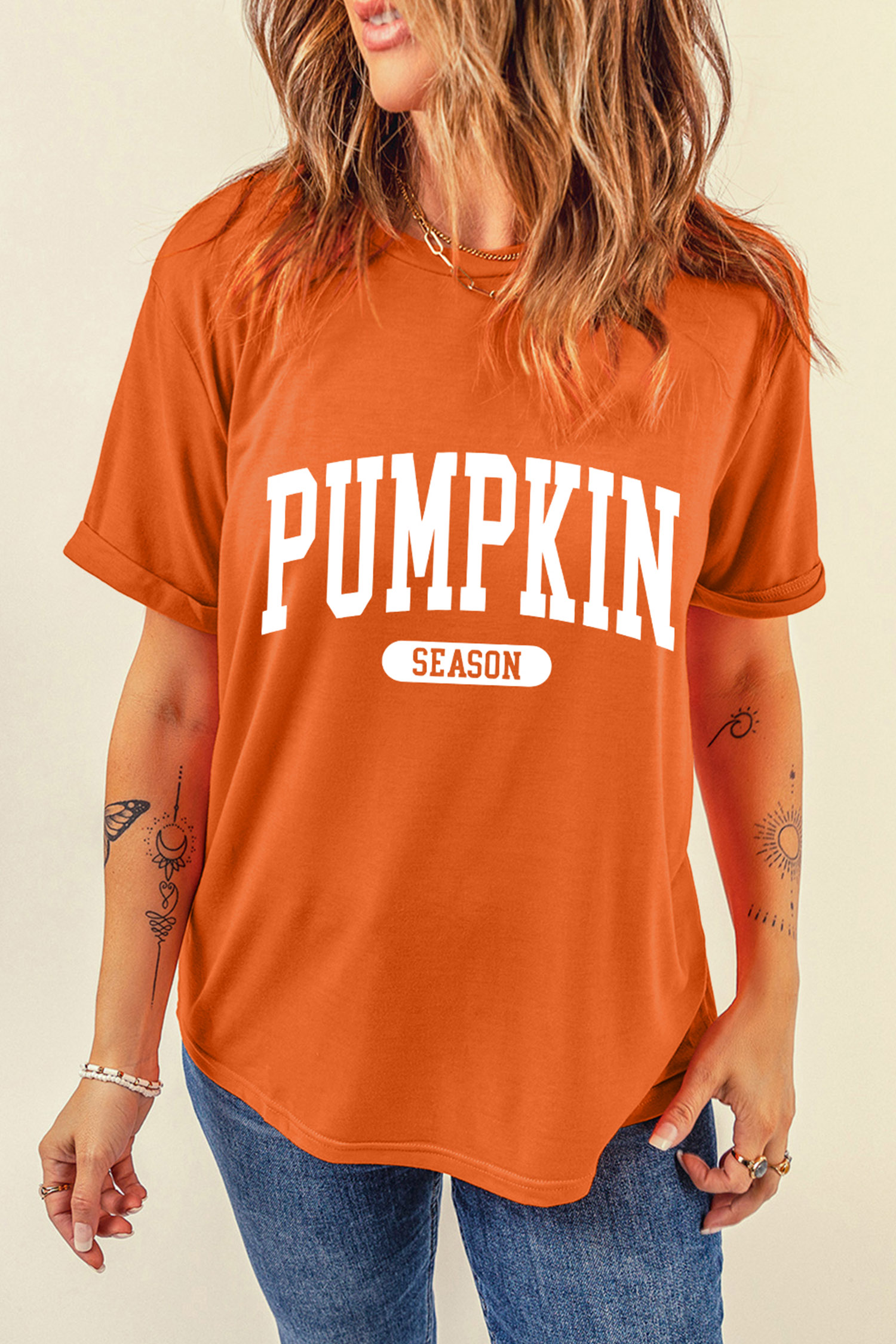 Women's Pumpkin Season Graphic Tee, Relaxed Fall Short Sleeve - Detail View 7 Women's Pumpkin Season Graphic Tee, Relaxed Fall Short Sleeve - Detail View 7