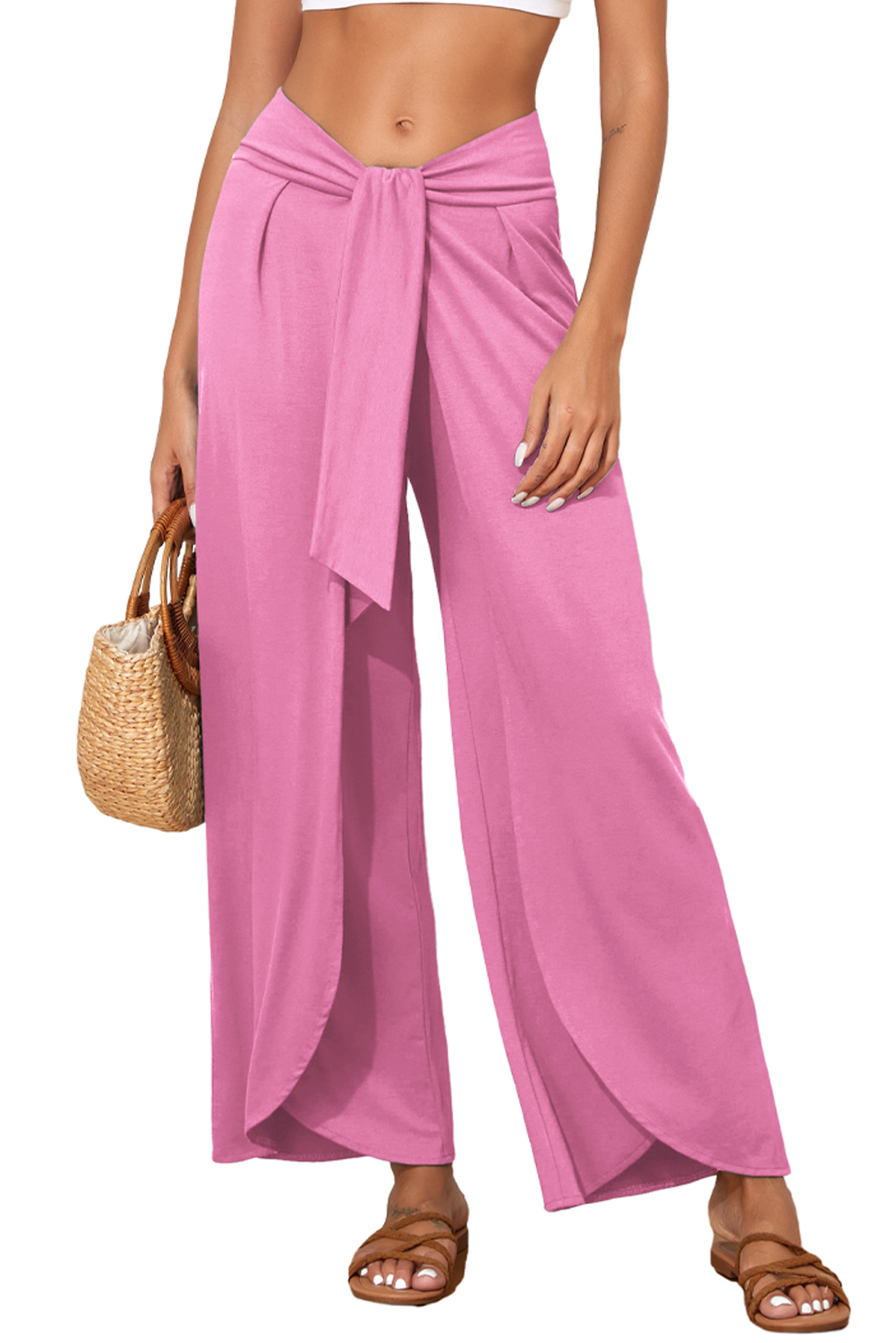 Comfortable and Stylish Bonbon Relaxed Pants with Knotted Detail - Perfect for Summer - Detail View 10 Comfortable and Stylish Bonbon Relaxed Pants with Knotted Detail - Perfect for Summer - Detail View 10