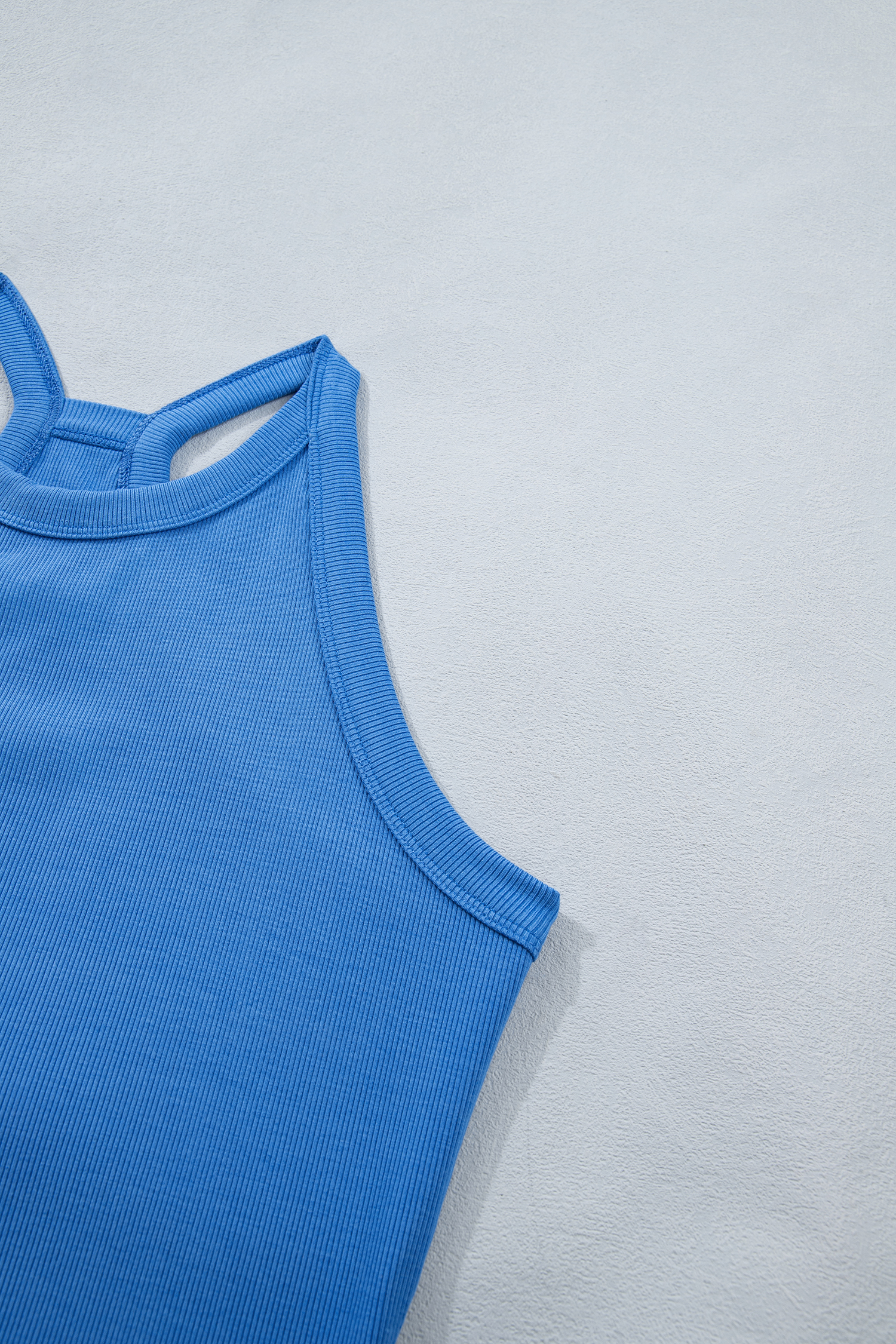Women's Sky Blue Two-Piece Outfit – Sleeveless Tank Top and High Waist Mini Skort Set - Detail View 7 Women's Sky Blue Two-Piece Outfit – Sleeveless Tank Top and High Waist Mini Skort Set - Detail View 7