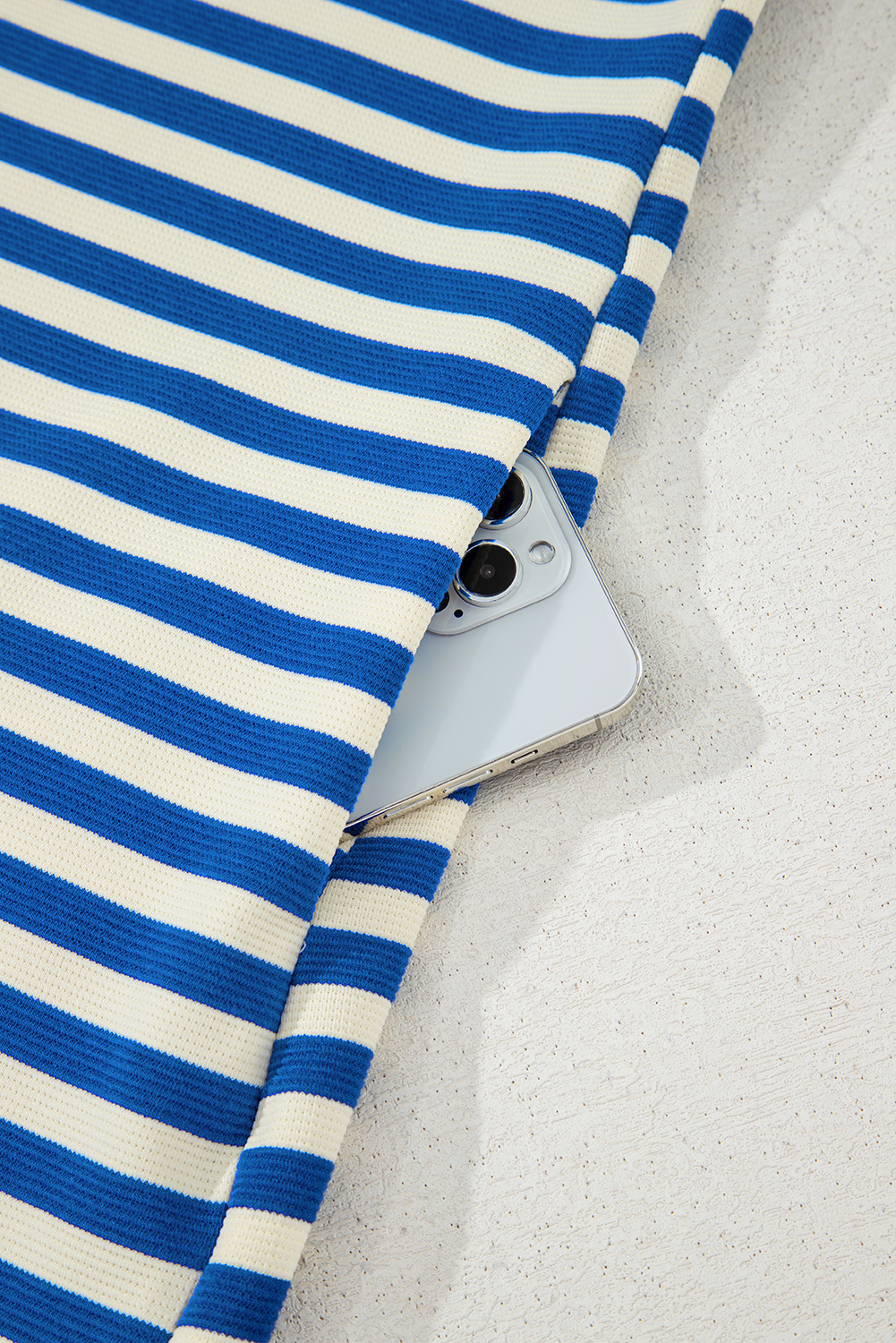 Stylish Split Neck V Neck Dress - Dark Blue Striped Design for Casual Elegance - Detail View 10 Stylish Split Neck V Neck Dress - Dark Blue Striped Design for Casual Elegance - Detail View 10