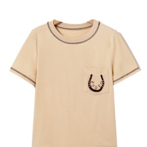 Women's Apricot RODEO Horseshoe Embroidered Patch Pocket T-Shirt - Main View