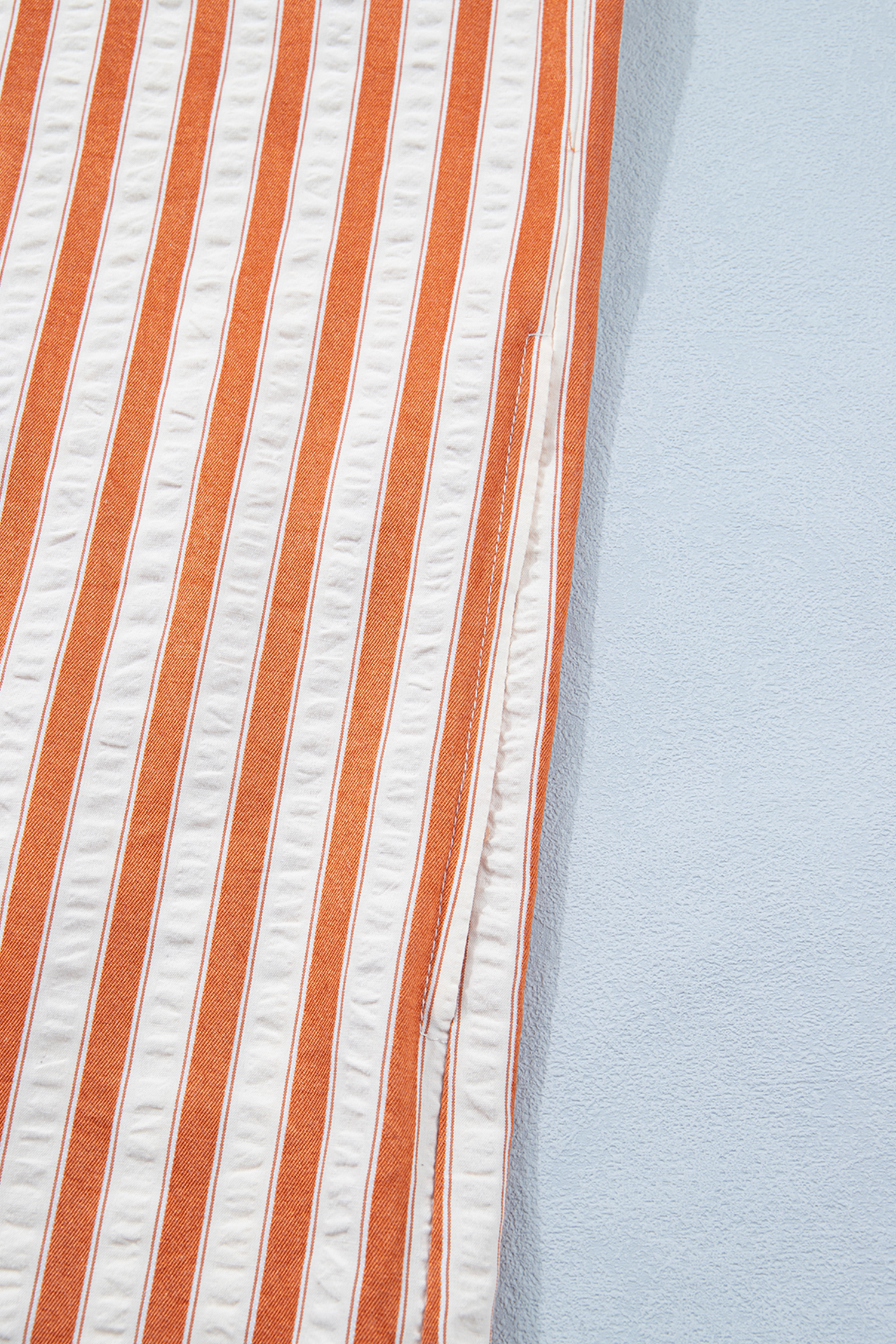Chic Brown Stripe Mini Dress for Women – V Neck Design, Perfect for Daily Summer Wear - Detail View 11 Chic Brown Stripe Mini Dress for Women – V Neck Design, Perfect for Daily Summer Wear - Detail View 11