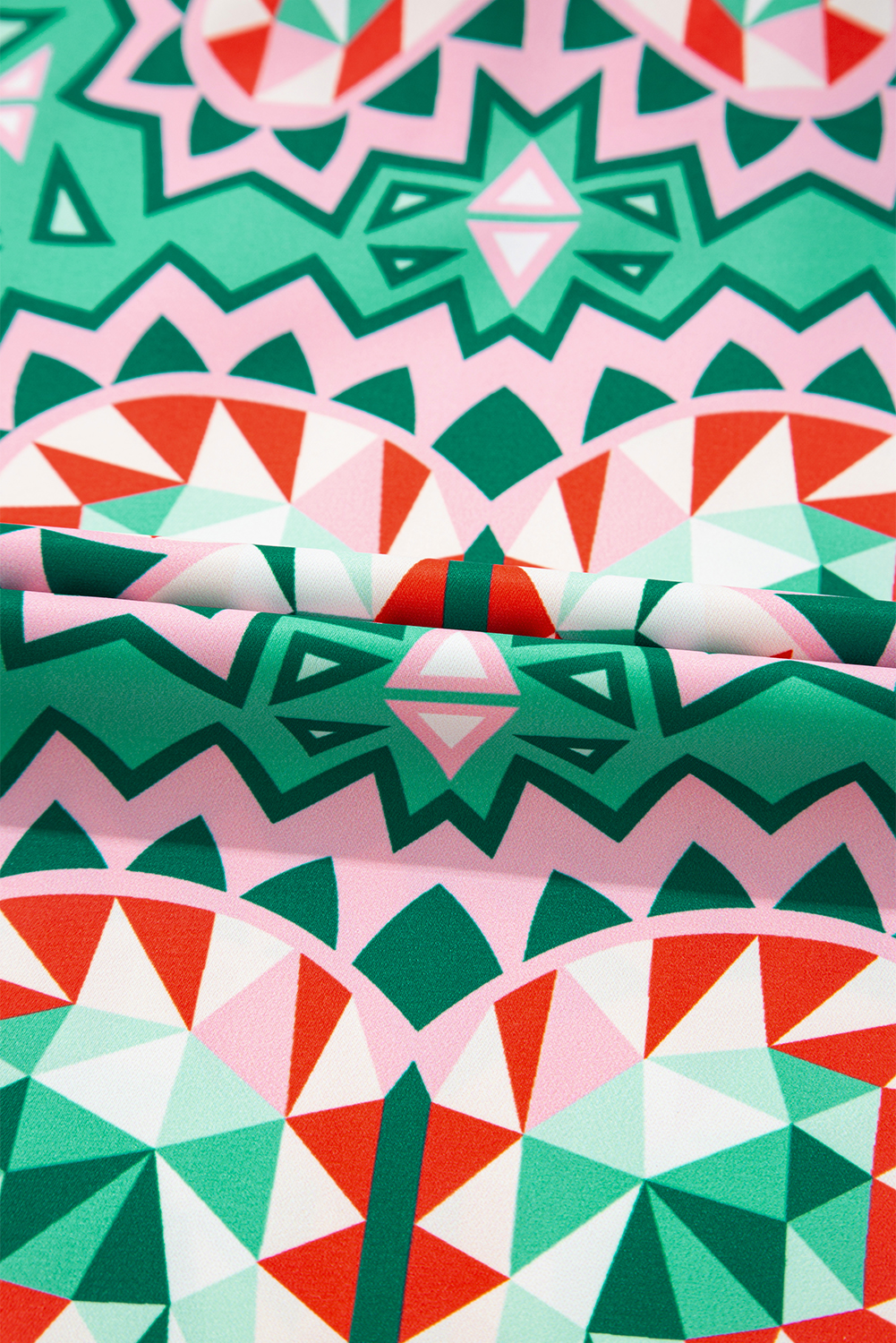 Lightweight Sea Green Casual Top - Bohemian Style Abstract Pattern V Neck - Detail View 11 Lightweight Sea Green Casual Top - Bohemian Style Abstract Pattern V Neck - Detail View 11