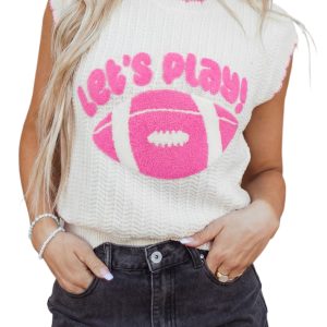 Women's Textured Rugby Knit Vest – Casual Game Day Top - Main View