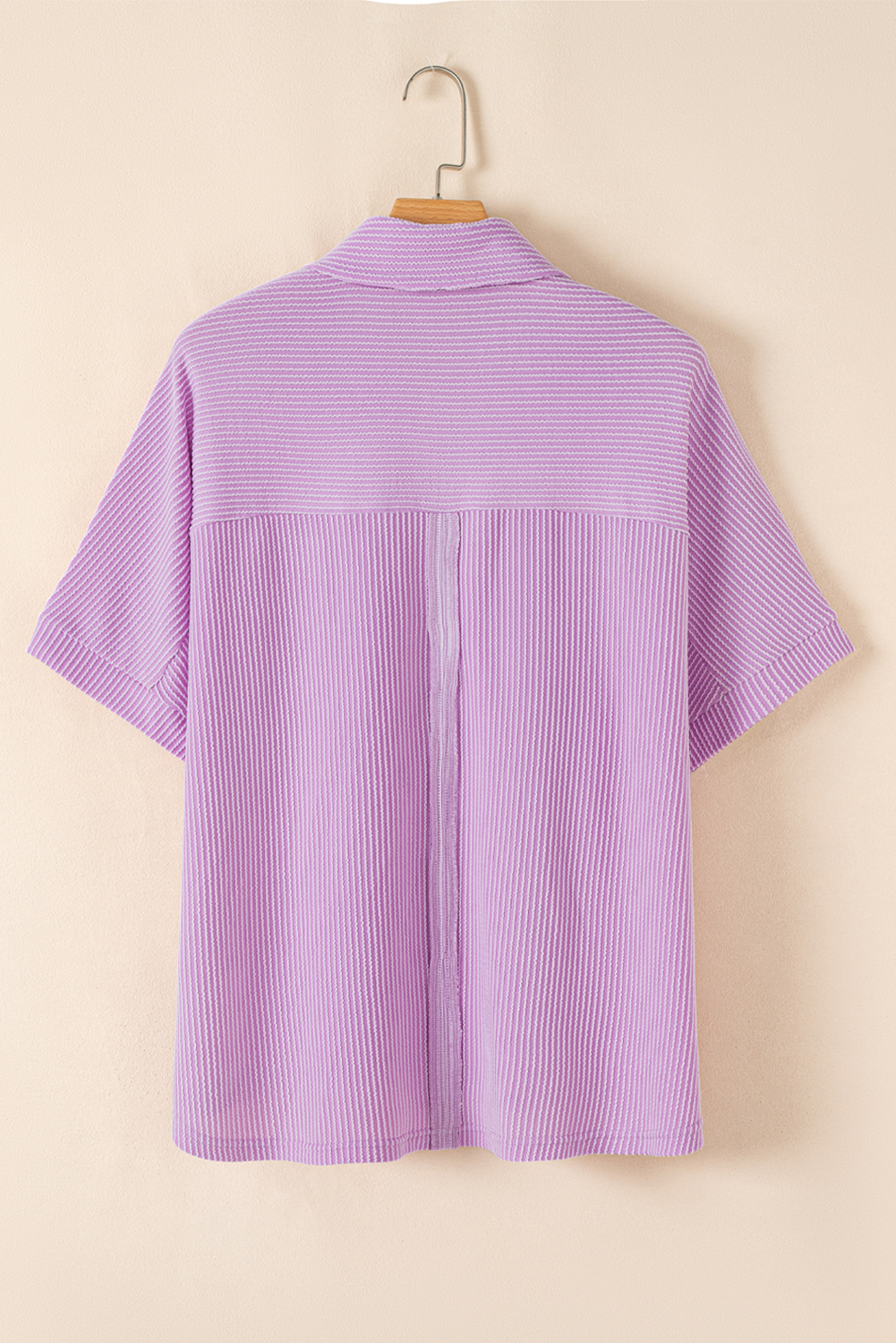 Stylish Casual Buttoned Blouse - Orchid Bouquet Color with Collared Neckline - Detail View 6 Stylish Casual Buttoned Blouse - Orchid Bouquet Color with Collared Neckline - Detail View 6