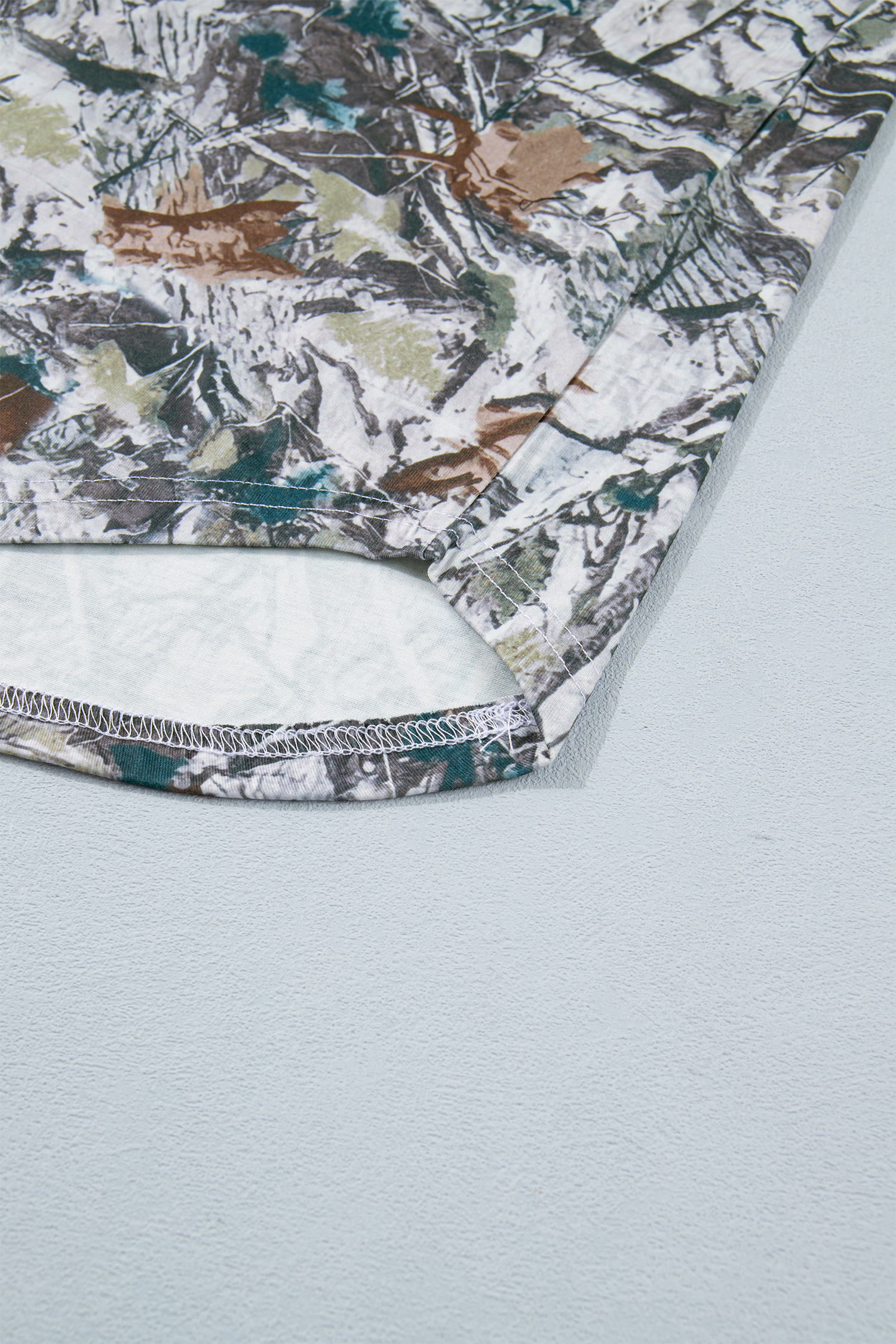 Western Style Abstract Woodland Tunic – Gray Henley Shirt for Daily Summer Wear - Detail View 11 Western Style Abstract Woodland Tunic – Gray Henley Shirt for Daily Summer Wear - Detail View 11