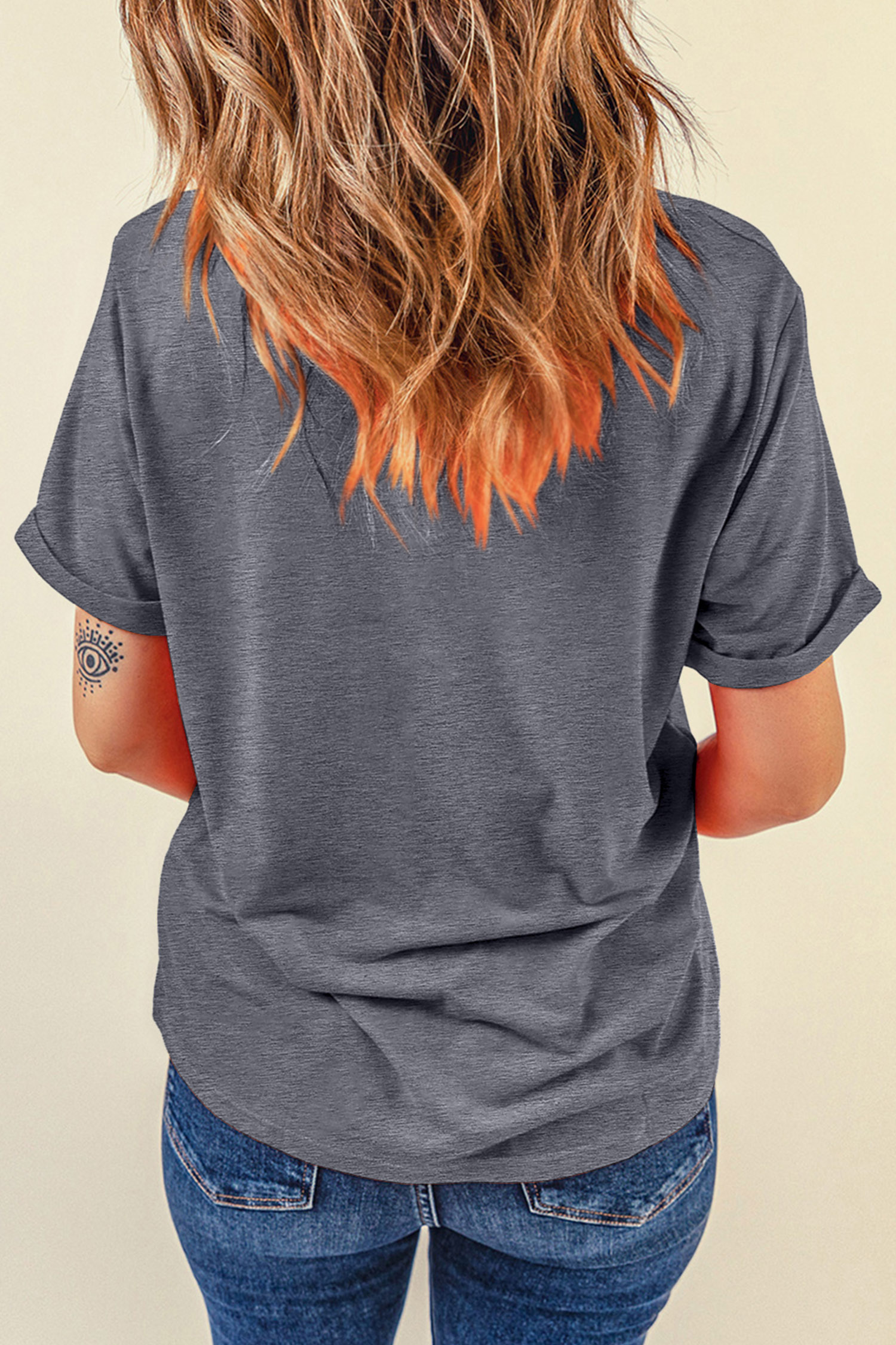 Casual Short Sleeve Pumpkin Graphic Tee, Women's Fall Top - Detail View 6 Casual Short Sleeve Pumpkin Graphic Tee, Women's Fall Top - Detail View 6