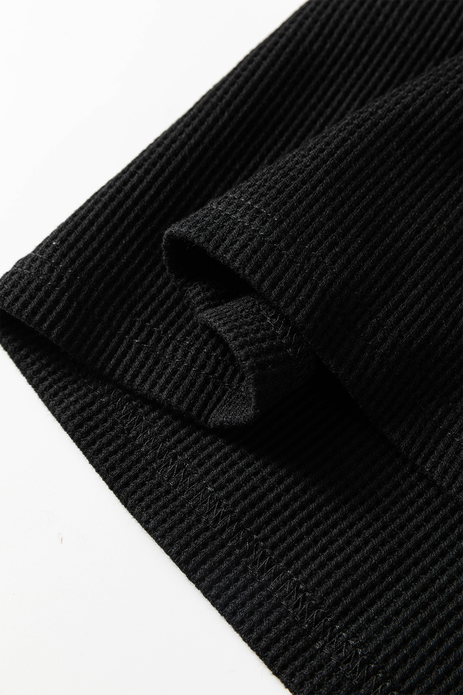 Casual V-Neck Shift Dress – Black Colorblock Denim Detail - Detail View 8 Casual V-Neck Shift Dress – Black Colorblock Denim Detail - Detail View 8