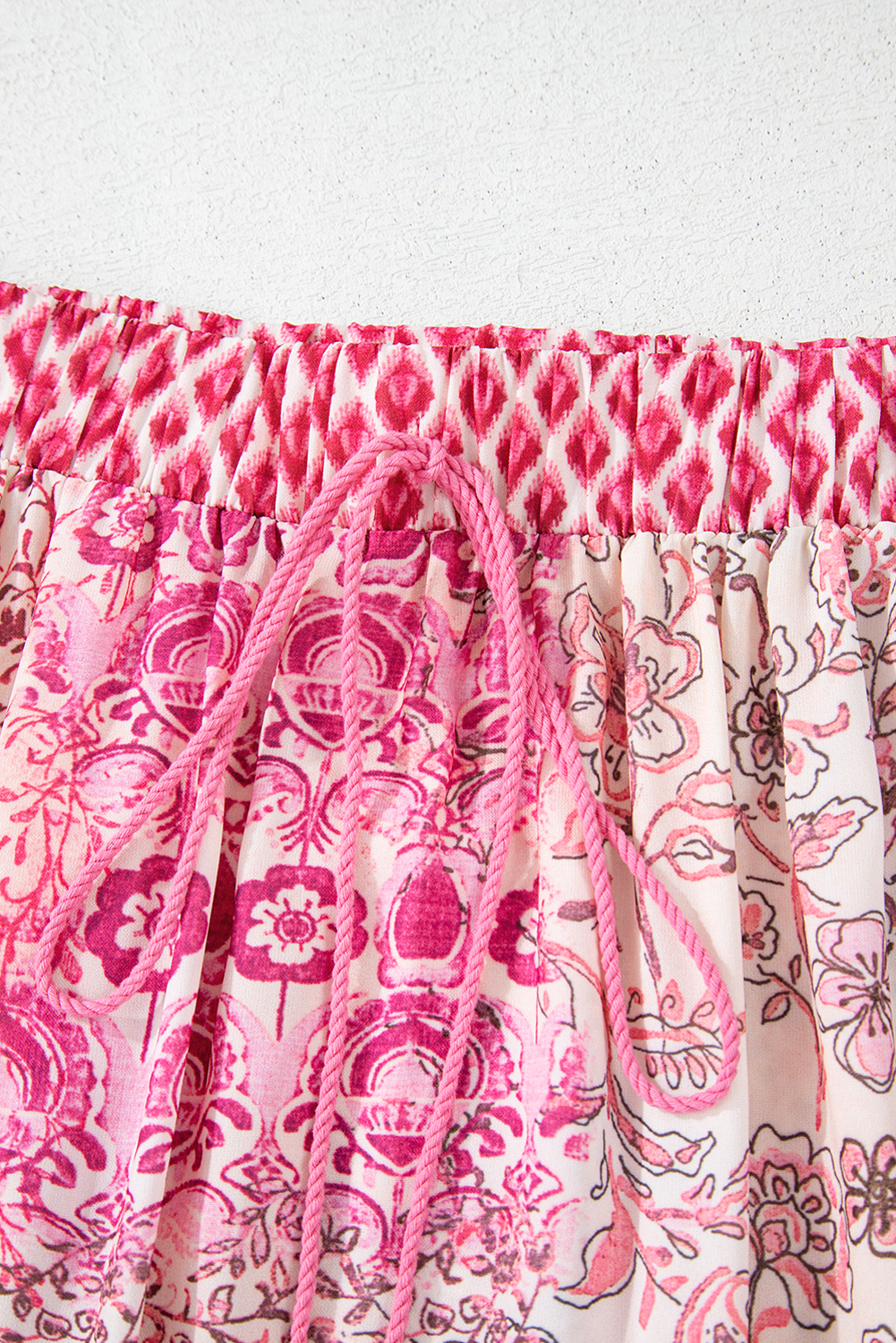 Playful Bohemian Style Long Maxi Dress - Floral & Geometric Print, Tassel Detail - Detail View 10 Playful Bohemian Style Long Maxi Dress - Floral & Geometric Print, Tassel Detail - Detail View 10