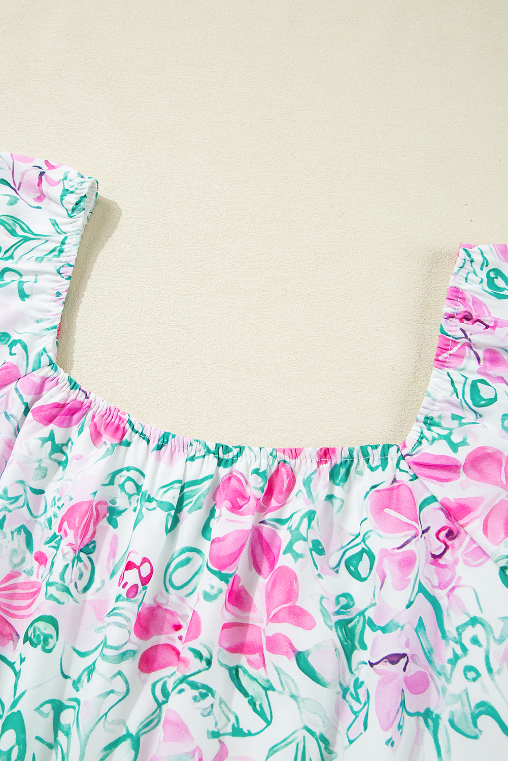 Charming Plus Size A-Line Dress: Square Neck and Floral Design for Every Occasion - Detail View 6 Charming Plus Size A-Line Dress: Square Neck and Floral Design for Every Occasion - Detail View 6