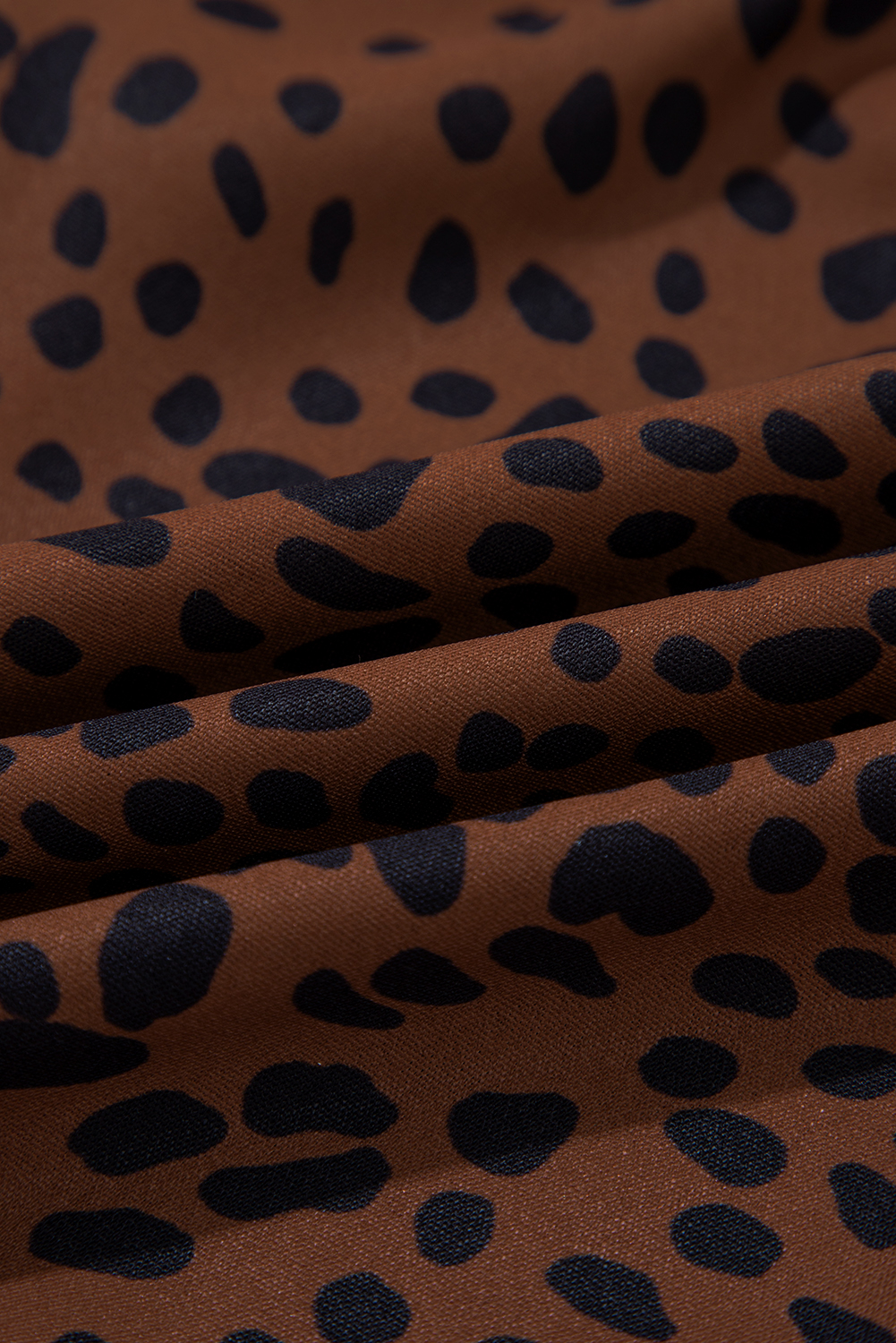 Elegant Brown Leopard Print Ruffled Puff Sleeve Blouse for Women - Detail View 9 Elegant Brown Leopard Print Ruffled Puff Sleeve Blouse for Women - Detail View 9