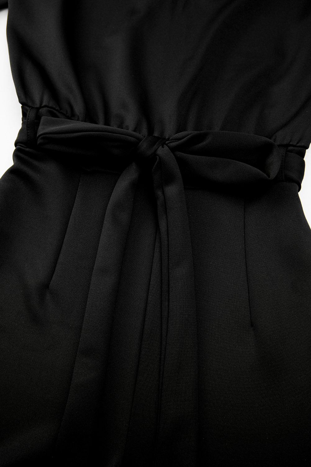 Summer-Ready Black Jumpsuit with Belted Waist and Elegant Dolman Sleeves - Detail View 7 Summer-Ready Black Jumpsuit with Belted Waist and Elegant Dolman Sleeves - Detail View 7