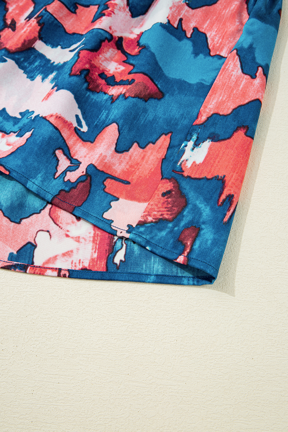 Feminine Tiered Plus Size Mini Dress with Ruffled Sleeves and Abstract Print - Detail View 10 Feminine Tiered Plus Size Mini Dress with Ruffled Sleeves and Abstract Print - Detail View 10