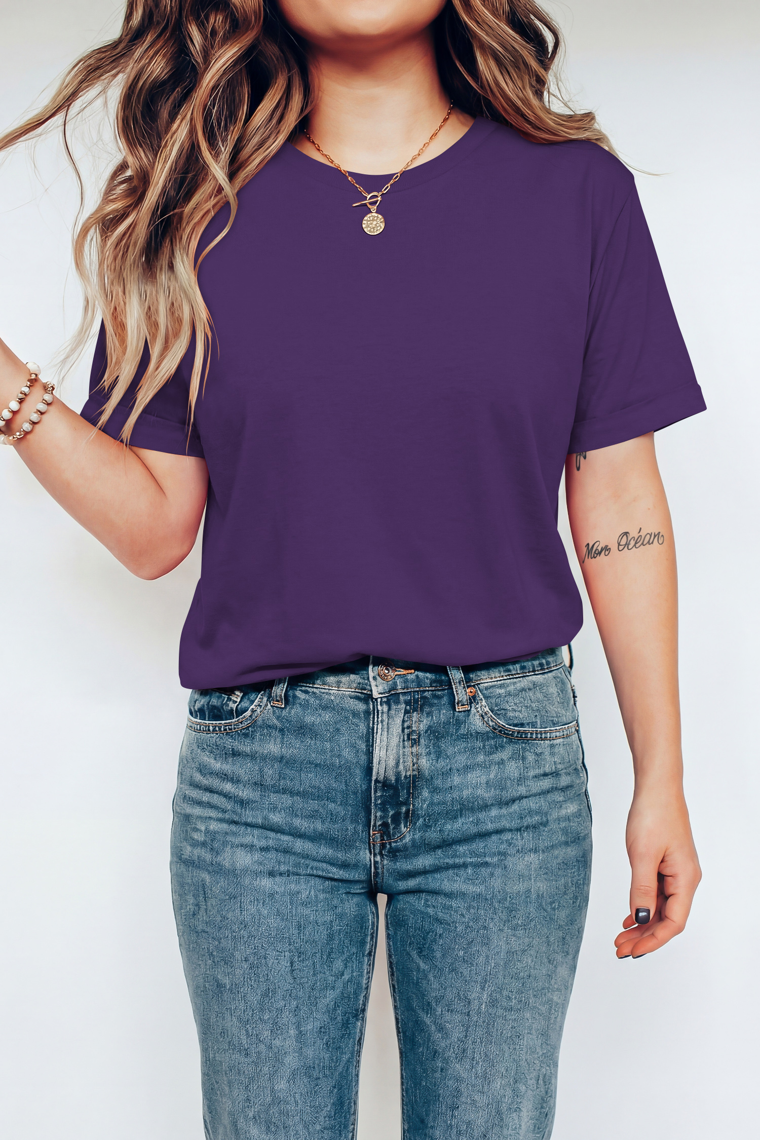 Comfortable Tillandsia Purple Tee for Women – Everyday Crew Neck Short Sleeve Top, Thoughtful Gift - Detail View 3 Comfortable Tillandsia Purple Tee for Women – Everyday Crew Neck Short Sleeve Top, Thoughtful Gift - Detail View 3