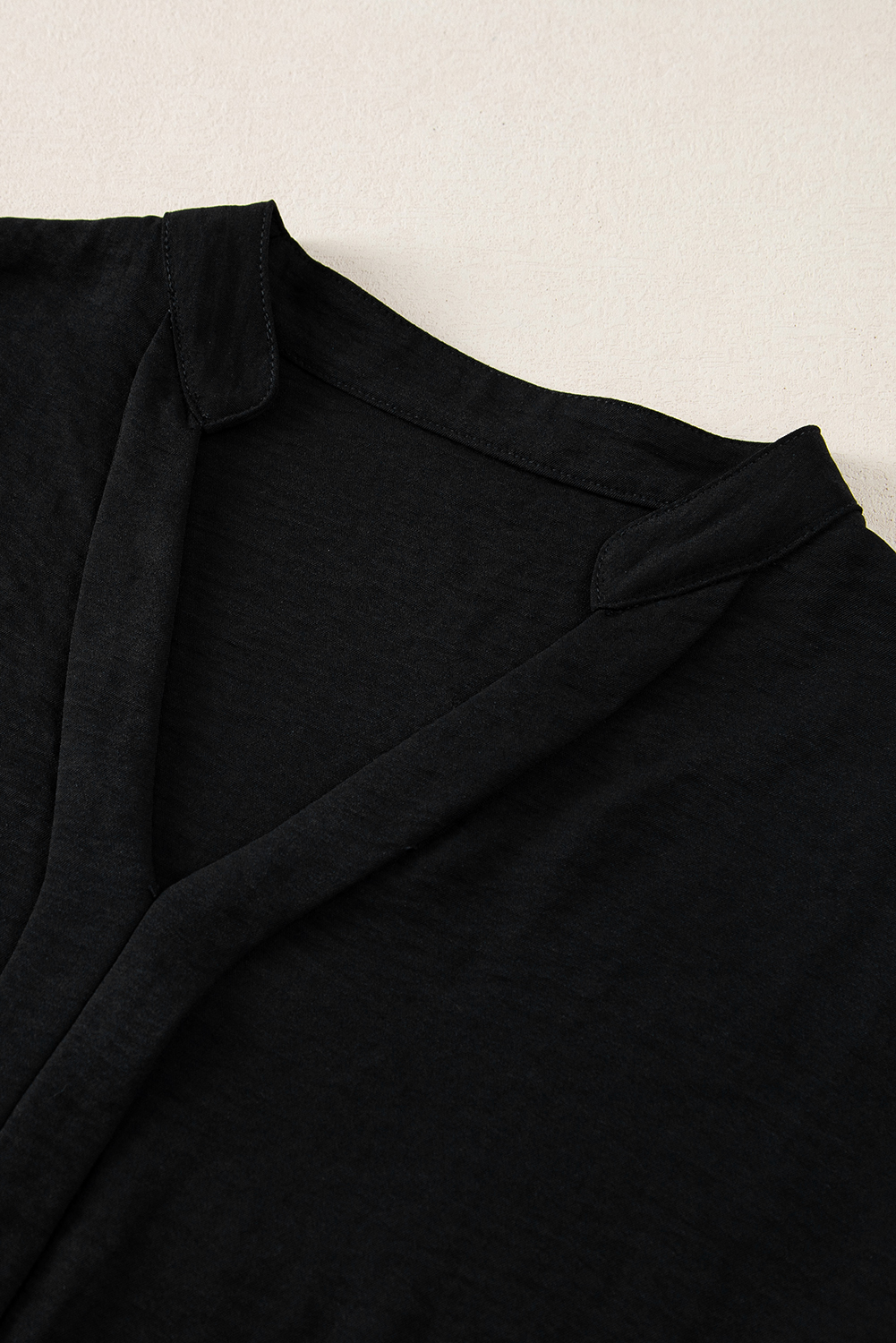 Stylish Short Sleeve V Neck Blouse - Casual and Office Wear in Black - Detail View 10 Stylish Short Sleeve V Neck Blouse - Casual and Office Wear in Black - Detail View 10