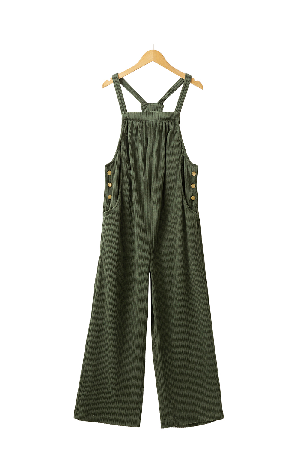 Green Corduroy Overalls, Solid Color Women Jumpsuit - Detail View 8 Green Corduroy Overalls, Solid Color Women Jumpsuit - Detail View 8