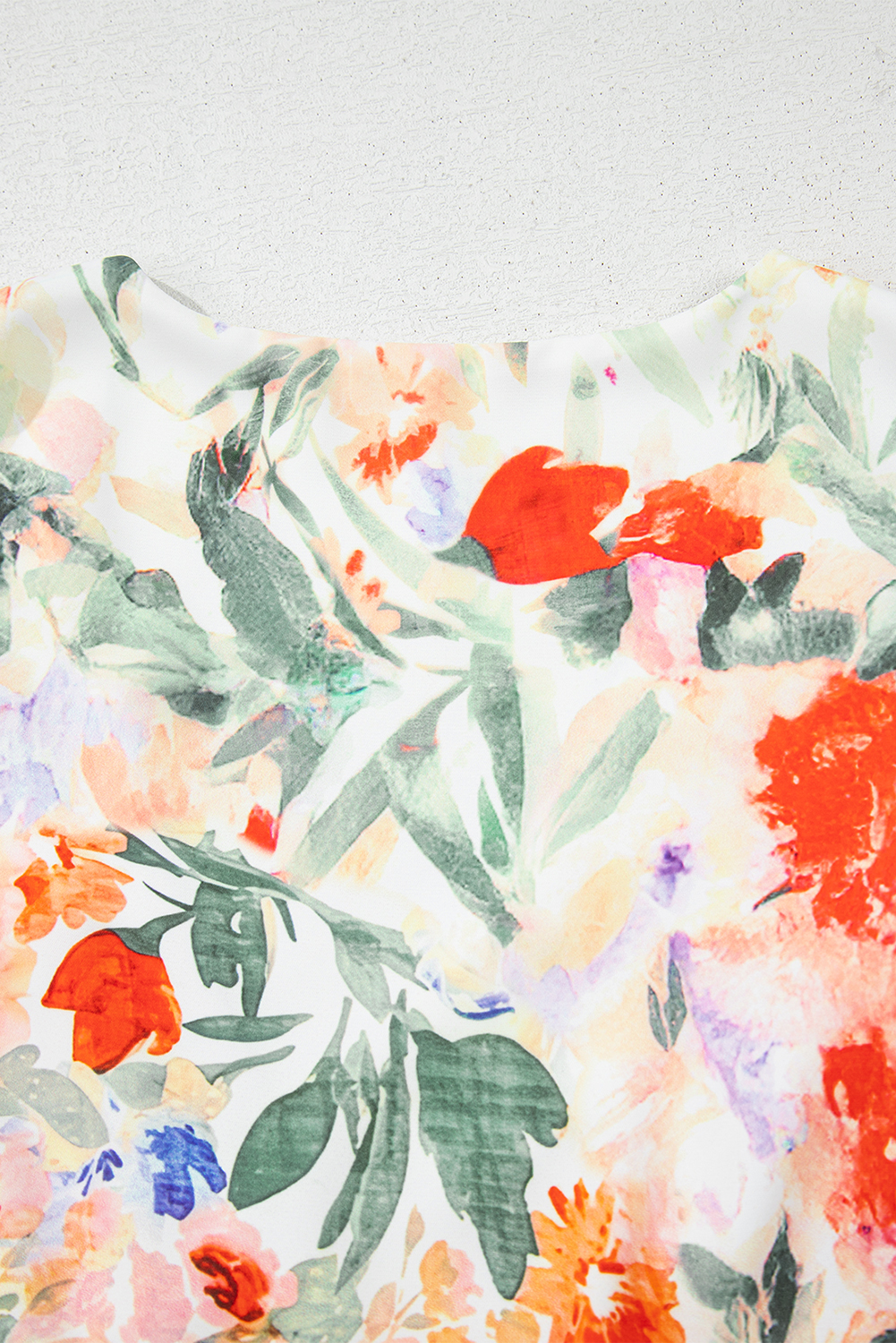 Women's Pink Floral Double Ruffle Sleeve V Neck High Waist Mini Dress - Perfect for Spring and Summer - Detail View 21 Women's Pink Floral Double Ruffle Sleeve V Neck High Waist Mini Dress - Perfect for Spring and Summer - Detail View 21