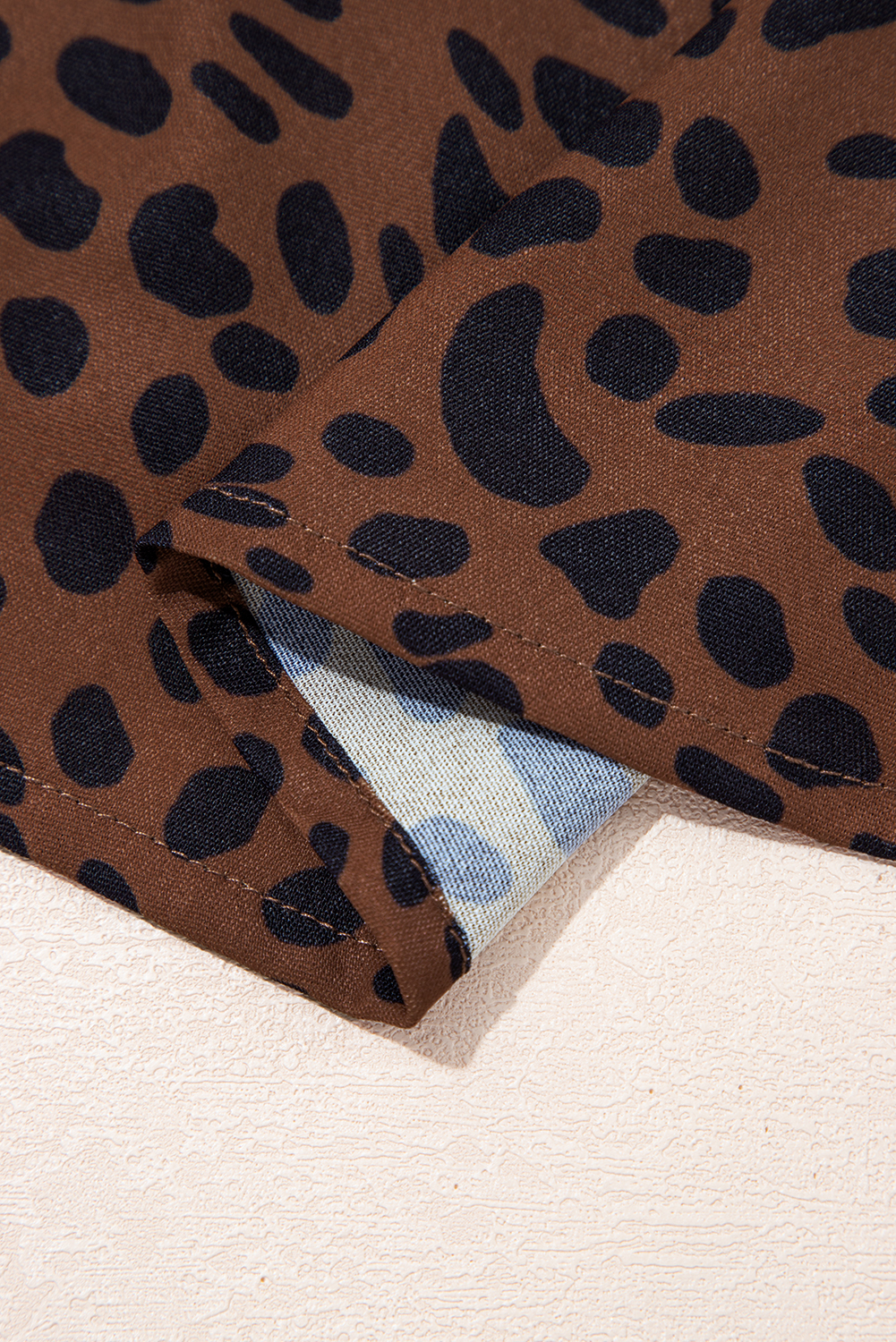 Women's Blouse, Brown Leopard Print, Ruffled Puff Sleeve, Elegant Style, Long Sleeve, Shift Silhouette, Daily Occasion, Fall Fashion, 100% Polyester, Chic Design, Versatile Top - Detail View 8 Women's Blouse, Brown Leopard Print, Ruffled Puff Sleeve, Elegant Style, Long Sleeve, Shift Silhouette, Daily Occasion, Fall Fashion, 100% Polyester, Chic Design, Versatile Top - Detail View 8