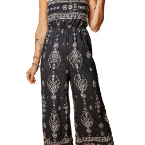 Women's Boho Wide Leg Jumpsuit – Casual Summer Romper - Main View