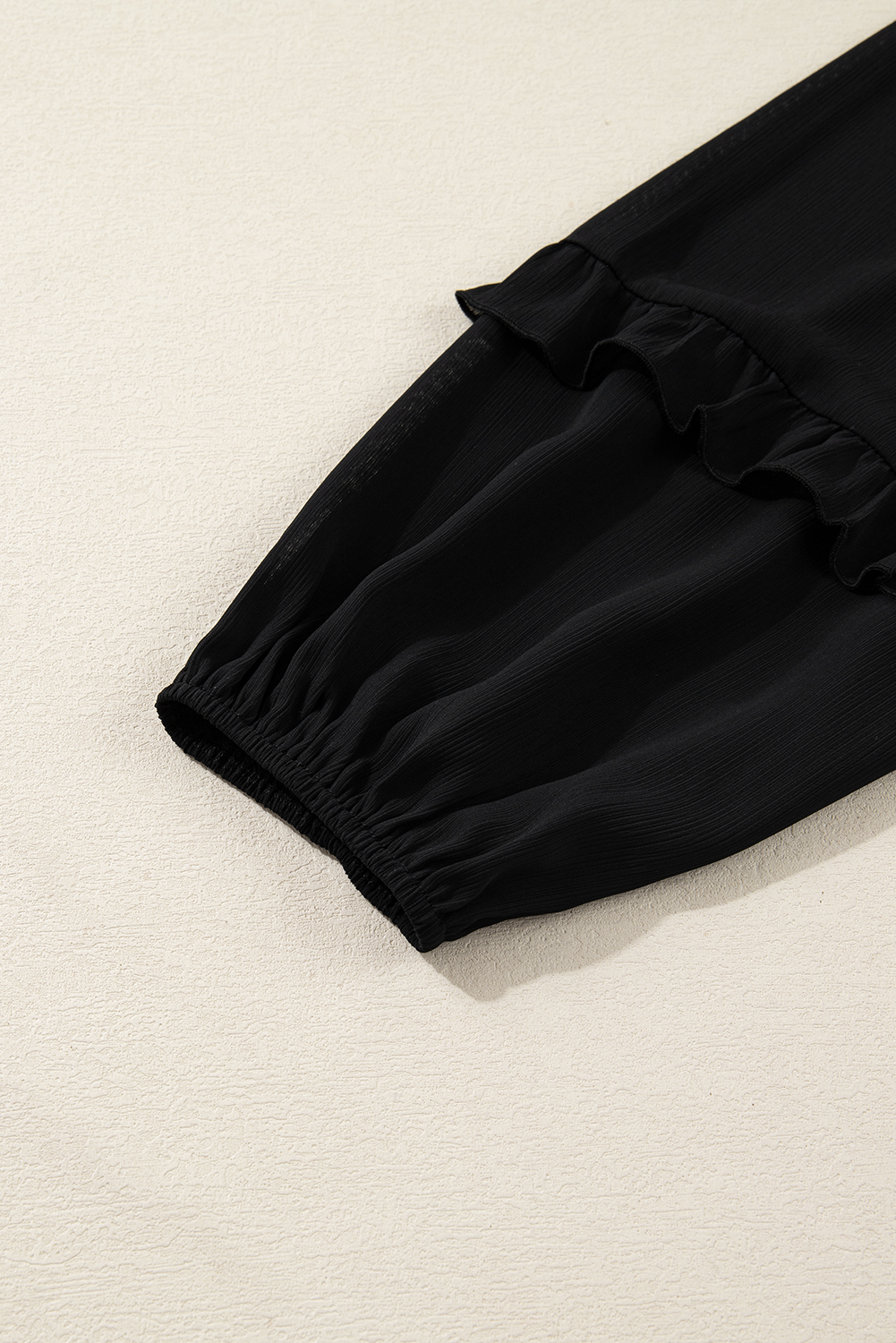 Elegant Black V-Neck Plus Size Blouse for Women – Ruffle Long Sleeve Casual Style - Detail View 17 Elegant Black V-Neck Plus Size Blouse for Women – Ruffle Long Sleeve Casual Style - Detail View 17