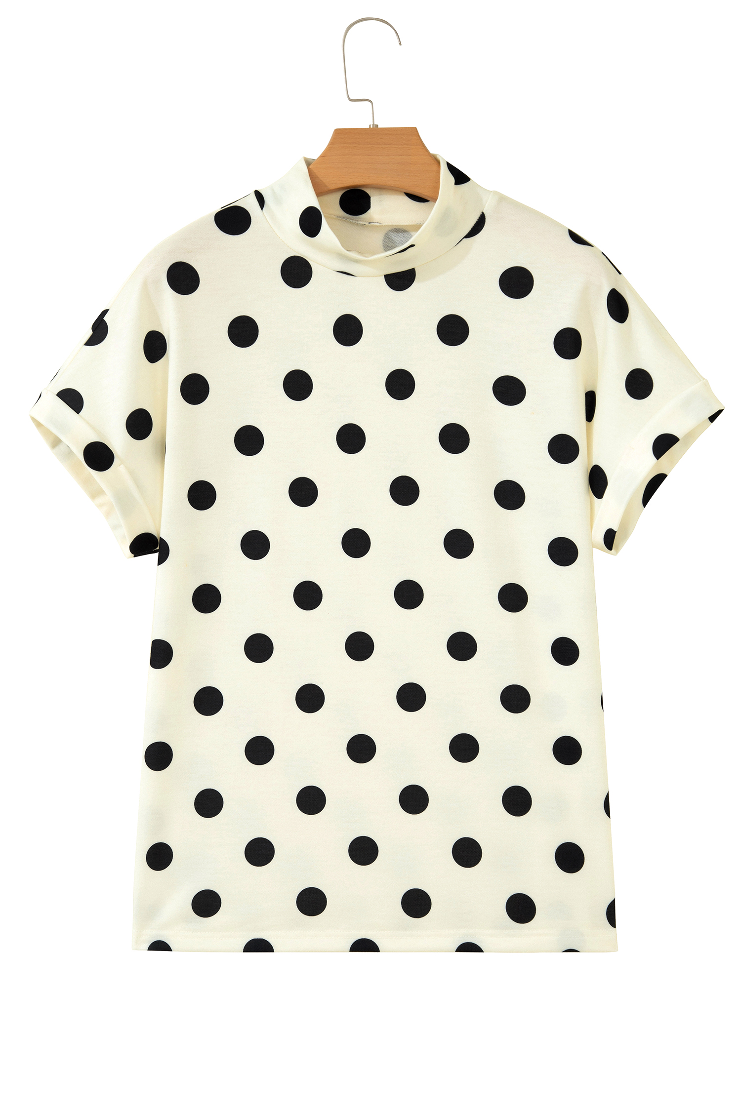 Chic Women's Polka Dot Print Top – Fashionable Mock Neck Gift - Detail View 3 Chic Women's Polka Dot Print Top – Fashionable Mock Neck Gift - Detail View 3