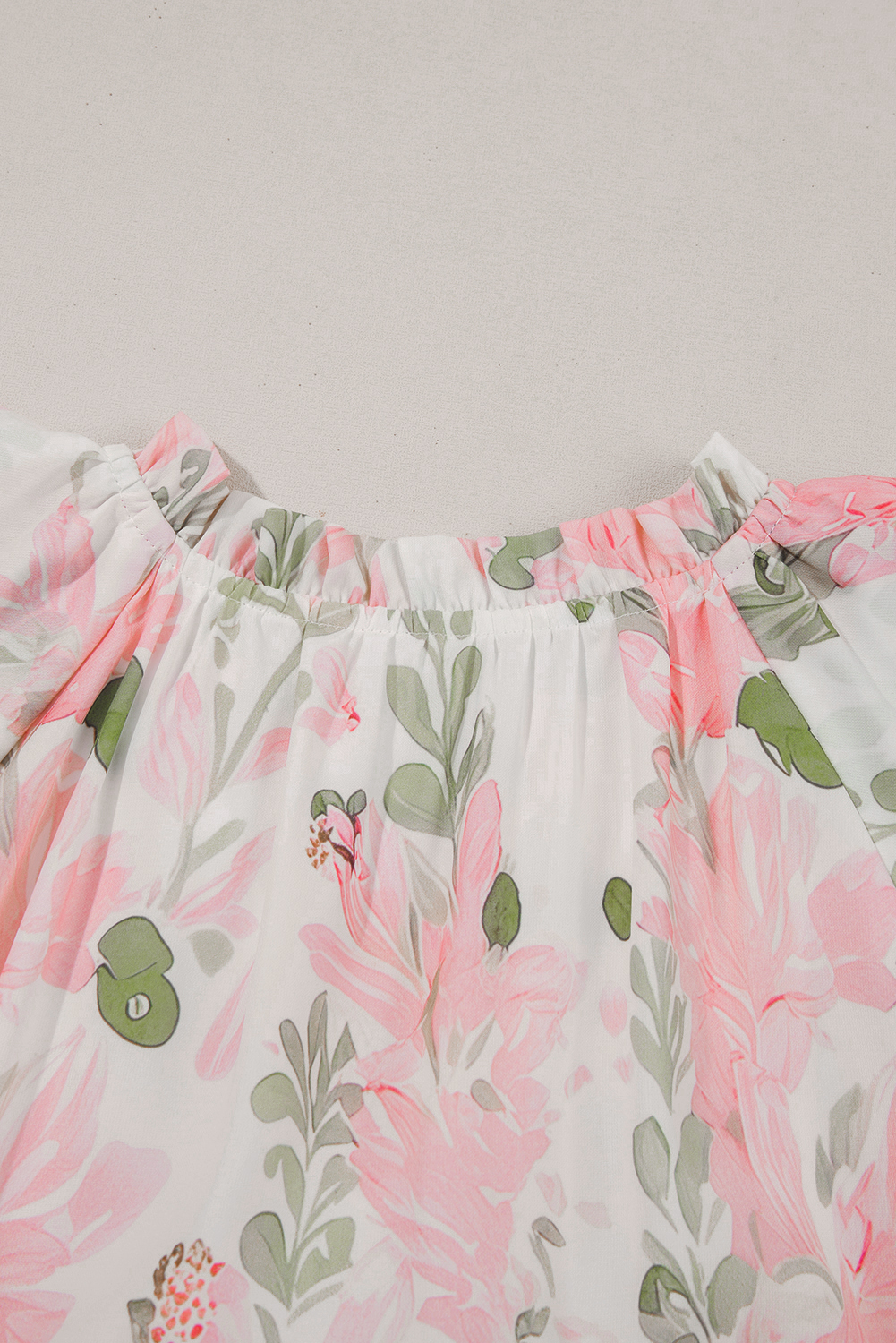 Women's Floral Mini Dress, Casual Ruffle Sleeve Summer Shift - Detail View 10 Women's Floral Mini Dress, Casual Ruffle Sleeve Summer Shift - Detail View 10