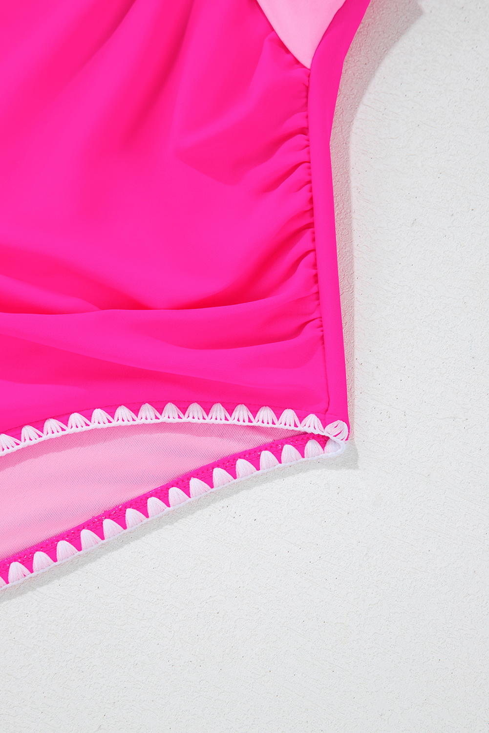 Women's Rose Red One Piece Swimsuit, Cutout V Neck Beachwear - Detail View 13 Women's Rose Red One Piece Swimsuit, Cutout V Neck Beachwear - Detail View 13