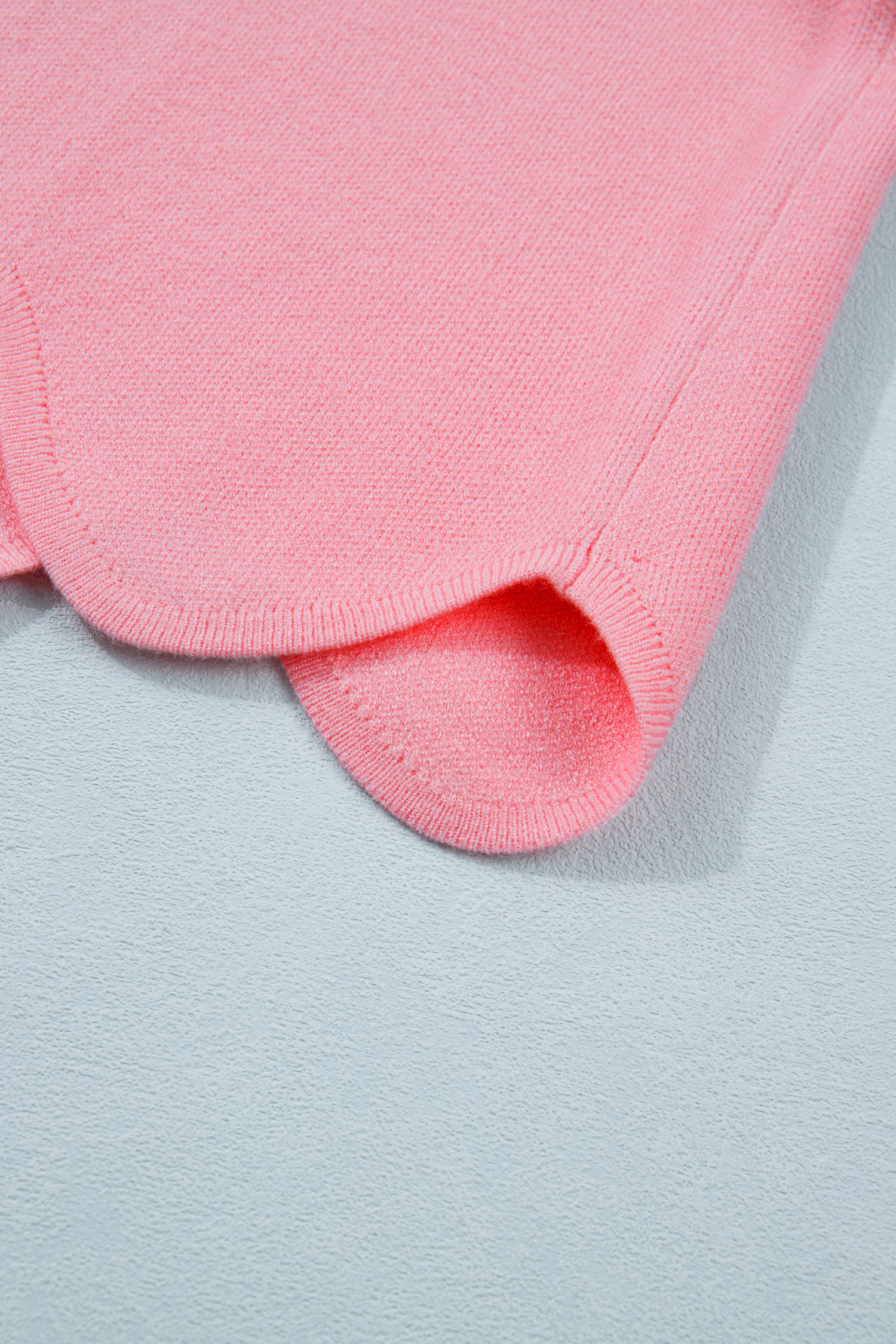 Casual Pink Summer Knit Sweater – Women's Half Sleeve Top with Scalloped Hem, Lightweight Shift Silhouette - Detail View 11 Casual Pink Summer Knit Sweater – Women's Half Sleeve Top with Scalloped Hem, Lightweight Shift Silhouette - Detail View 11