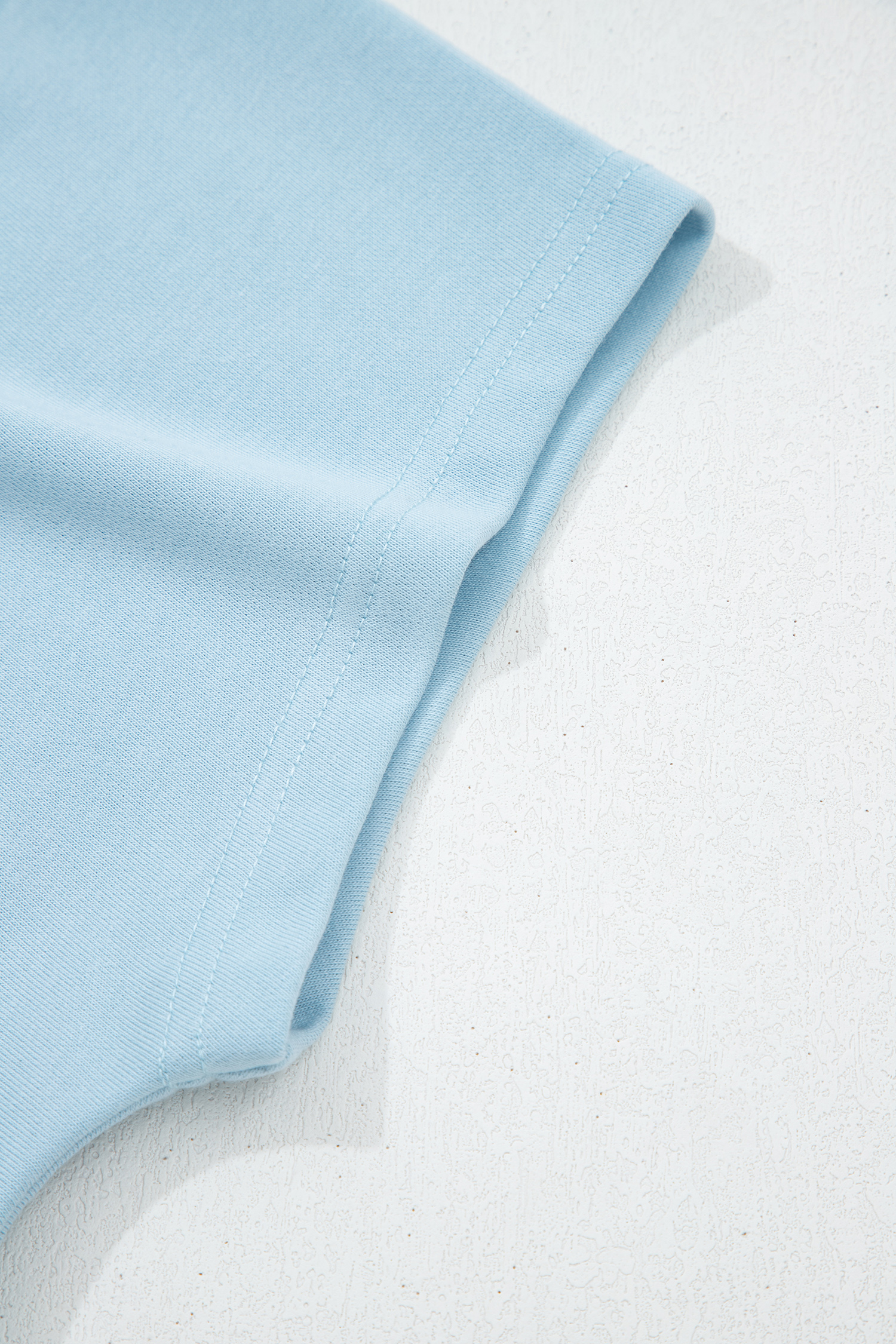 Summer Casual 2-Piece Set for Women – Mist Blue Solid Color Loose Tee and Comfortable Drawstring Shorts - Detail View 11 Summer Casual 2-Piece Set for Women – Mist Blue Solid Color Loose Tee and Comfortable Drawstring Shorts - Detail View 11