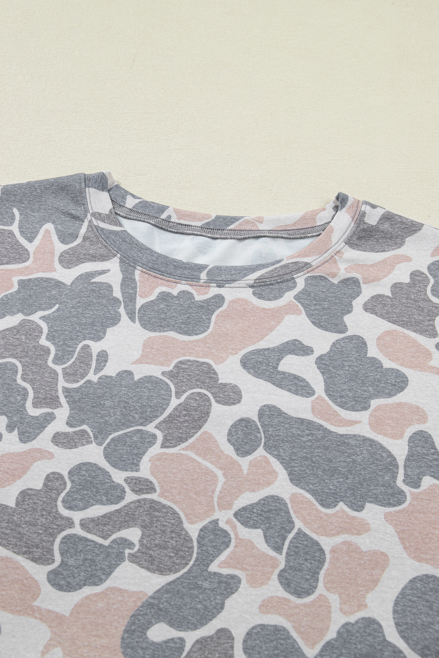 Women's Multicolour Camo Summer Outfit – Short Sleeve Shift Top and High Waist Wide Leg Set - Detail View 14 Women's Multicolour Camo Summer Outfit – Short Sleeve Shift Top and High Waist Wide Leg Set - Detail View 14