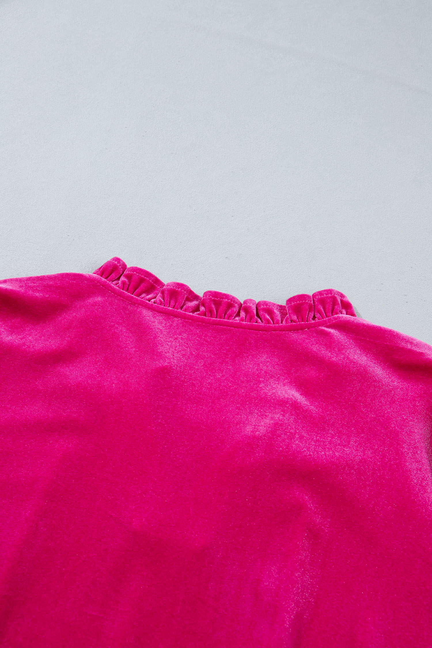 Elegant Velvet V Neck Blouse, Textured Ruffled Cuff Fall Top - Detail View 8 Elegant Velvet V Neck Blouse, Textured Ruffled Cuff Fall Top - Detail View 8