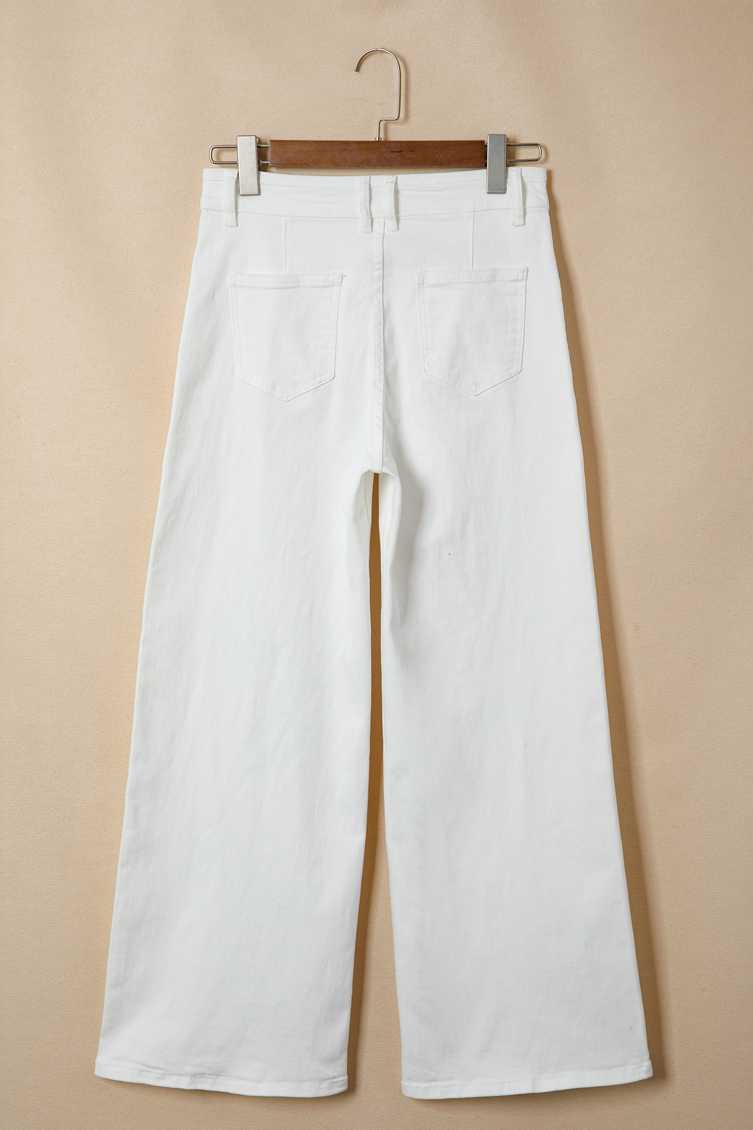 Women's White Wide Leg Jeans – Casual Solid Denim Pants with Pockets for Daily Wear - Detail View 16 Women's White Wide Leg Jeans – Casual Solid Denim Pants with Pockets for Daily Wear - Detail View 16