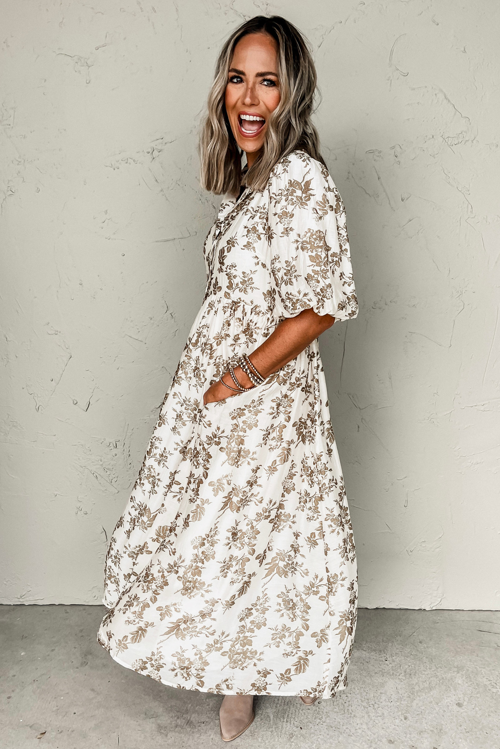 Lightweight and Flowy Khaki Dress with Button Closure - Ideal for Weddings and Daily Wear - Detail View 7 Lightweight and Flowy Khaki Dress with Button Closure - Ideal for Weddings and Daily Wear - Detail View 7