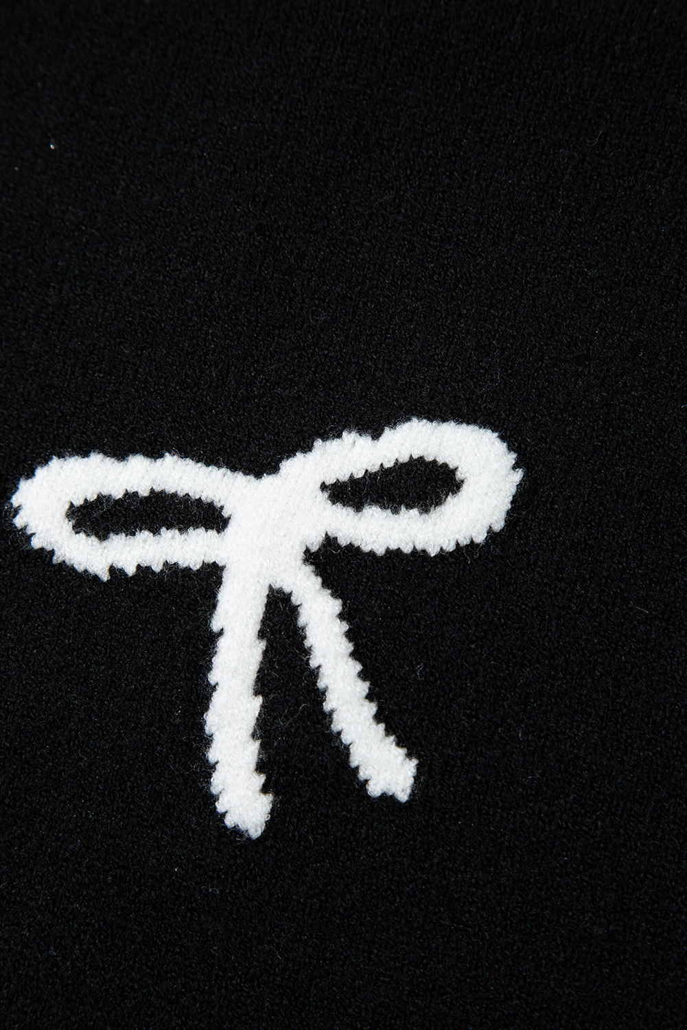 Charming Black Sweater T-Shirt with Bow Print & Unique Side Ties - Detail View 10 Charming Black Sweater T-Shirt with Bow Print & Unique Side Ties - Detail View 10