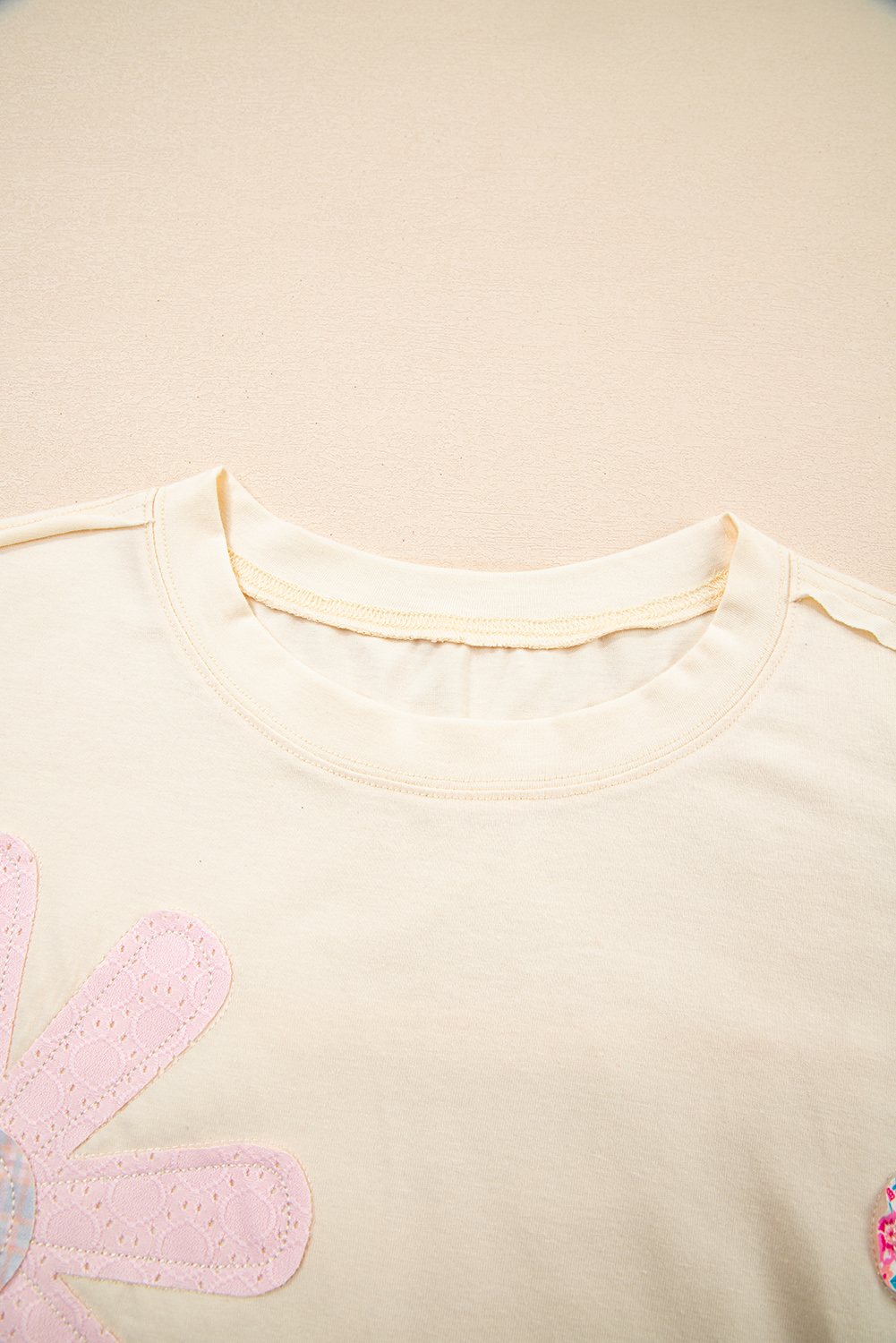 Comfortable and Stylish Women's Short Sleeve Tee - Unique Floral Accents - Detail View 7 Comfortable and Stylish Women's Short Sleeve Tee - Unique Floral Accents - Detail View 7