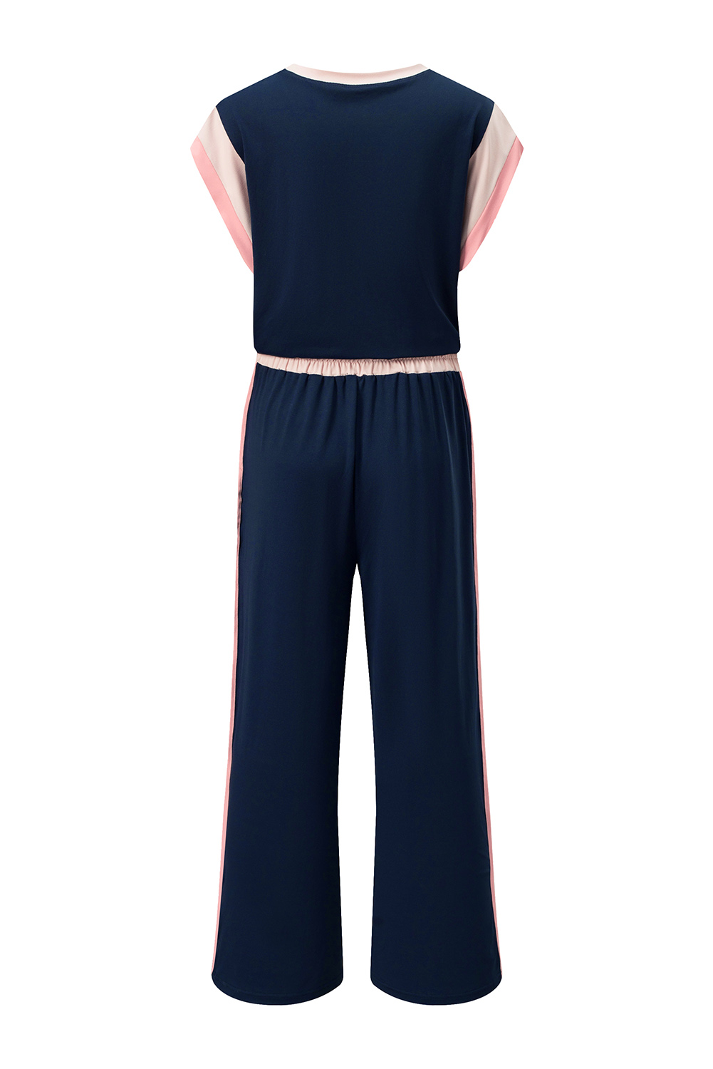 Women's High-Waist Color Block Short-Sleeve Set – Versatile Daily Ensemble - Detail View 6 Women's High-Waist Color Block Short-Sleeve Set – Versatile Daily Ensemble - Detail View 6