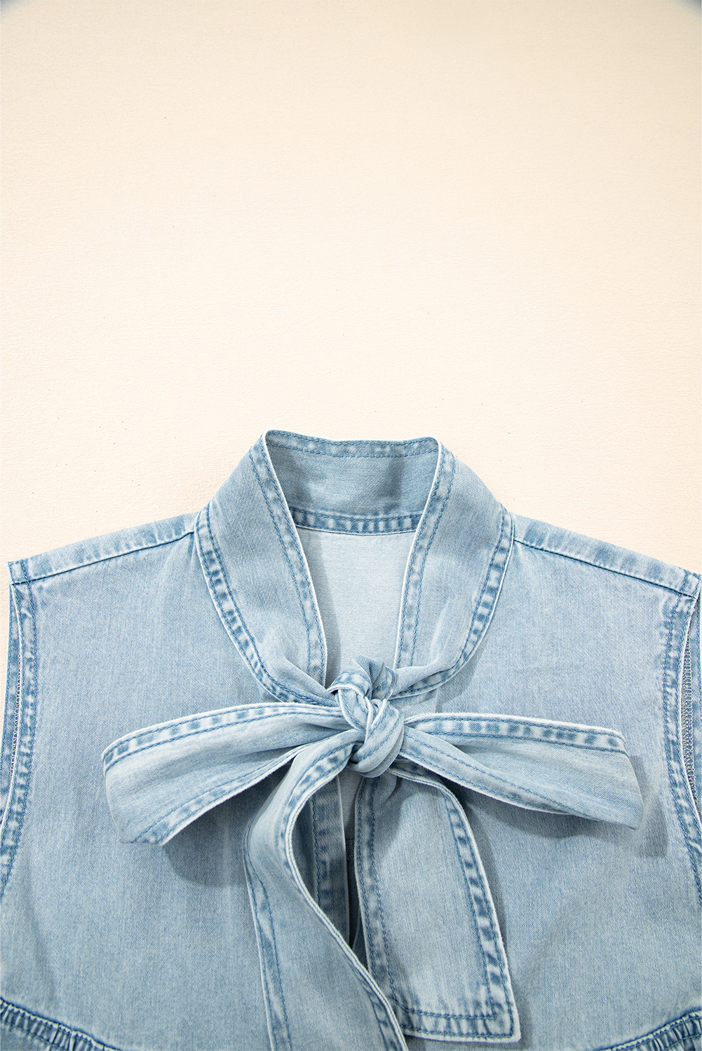 Women's Chambray Dress, Sleeveless Casual Summer Mini - Detail View 7 Women's Chambray Dress, Sleeveless Casual Summer Mini - Detail View 7