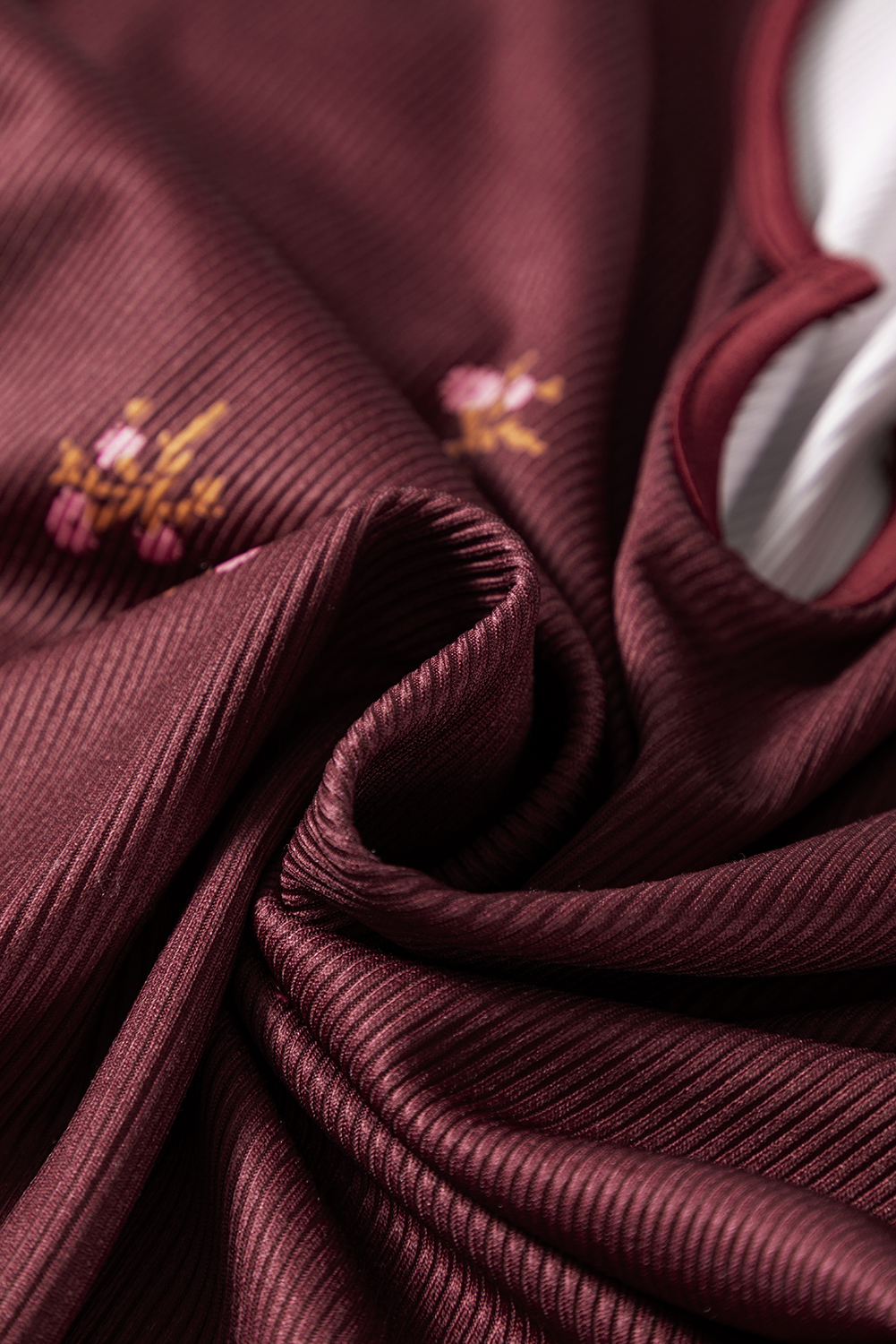 Stylish Long Sleeve Sheath Top in Burgundy - Perfect for Daily Wear - Detail View 11 Stylish Long Sleeve Sheath Top in Burgundy - Perfect for Daily Wear - Detail View 11