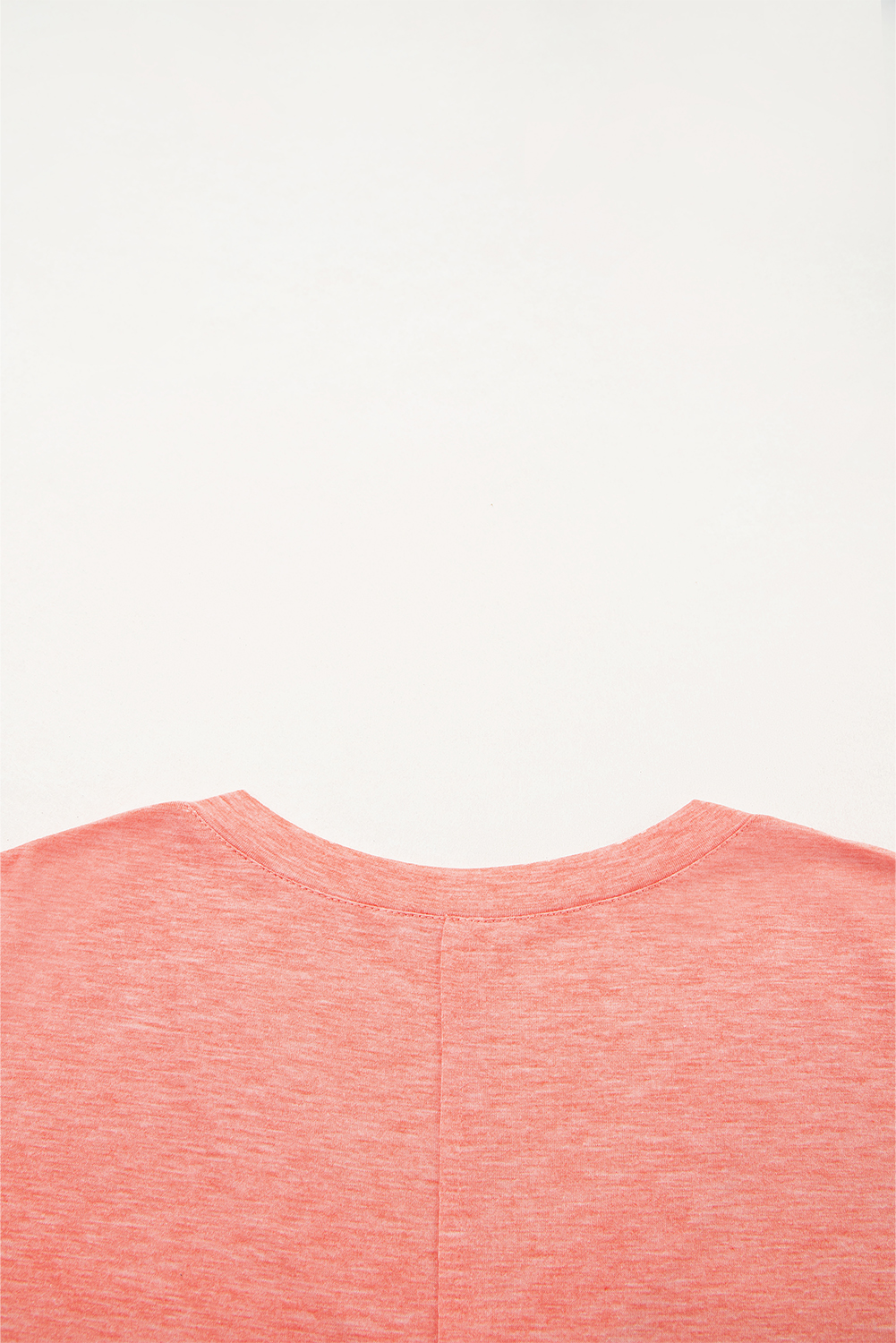 Women's Long Sleeve T-Shirt, Fresh Salmon, Floral Patchwork, V Neck, Casual Chic, Stylish Top, Daily Wear, Fall Fashion, Comfortable, Trendy Design, Outdoor Wear, Vintage Floral Pattern, Versatile Tops - Detail View 8 Women's Long Sleeve T-Shirt, Fresh Salmon, Floral Patchwork, V Neck, Casual Chic, Stylish Top, Daily Wear, Fall Fashion, Comfortable, Trendy Design, Outdoor Wear, Vintage Floral Pattern, Versatile Tops - Detail View 8