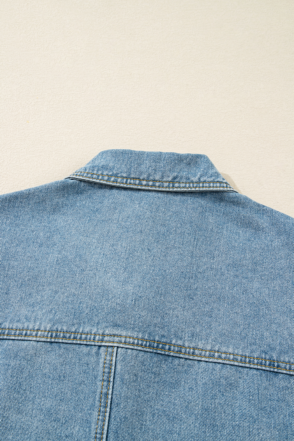 Women's Denim Jacket, Beau Blue, Boyfriend Style, Multi Patched Pockets, Side Tie, Casual Wear, Long Sleeve, Daily Occasion, Solid Pattern, Western Style, Comfortable Fit, Fall & Autumn Fashion - Detail View 8 Women's Denim Jacket, Beau Blue, Boyfriend Style, Multi Patched Pockets, Side Tie, Casual Wear, Long Sleeve, Daily Occasion, Solid Pattern, Western Style, Comfortable Fit, Fall & Autumn Fashion - Detail View 8