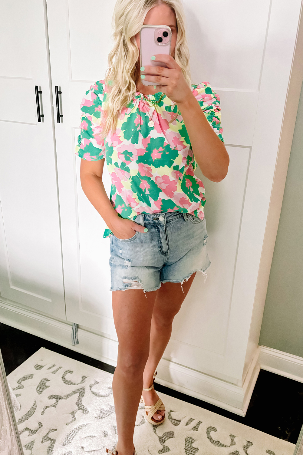 Comfortable and Versatile Women's Top - Lightweight Polyester Abstract Print Blouse - Detail View 3 Comfortable and Versatile Women's Top - Lightweight Polyester Abstract Print Blouse - Detail View 3