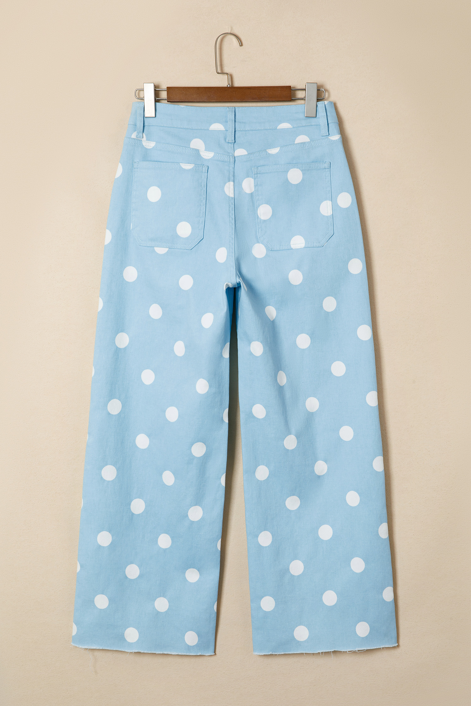 Modern Women's Sky Blue Polka Dot Shift Jeans – High Waist Casual Pants for Office & Daily Wear - Detail View 5 Modern Women's Sky Blue Polka Dot Shift Jeans – High Waist Casual Pants for Office & Daily Wear - Detail View 5
