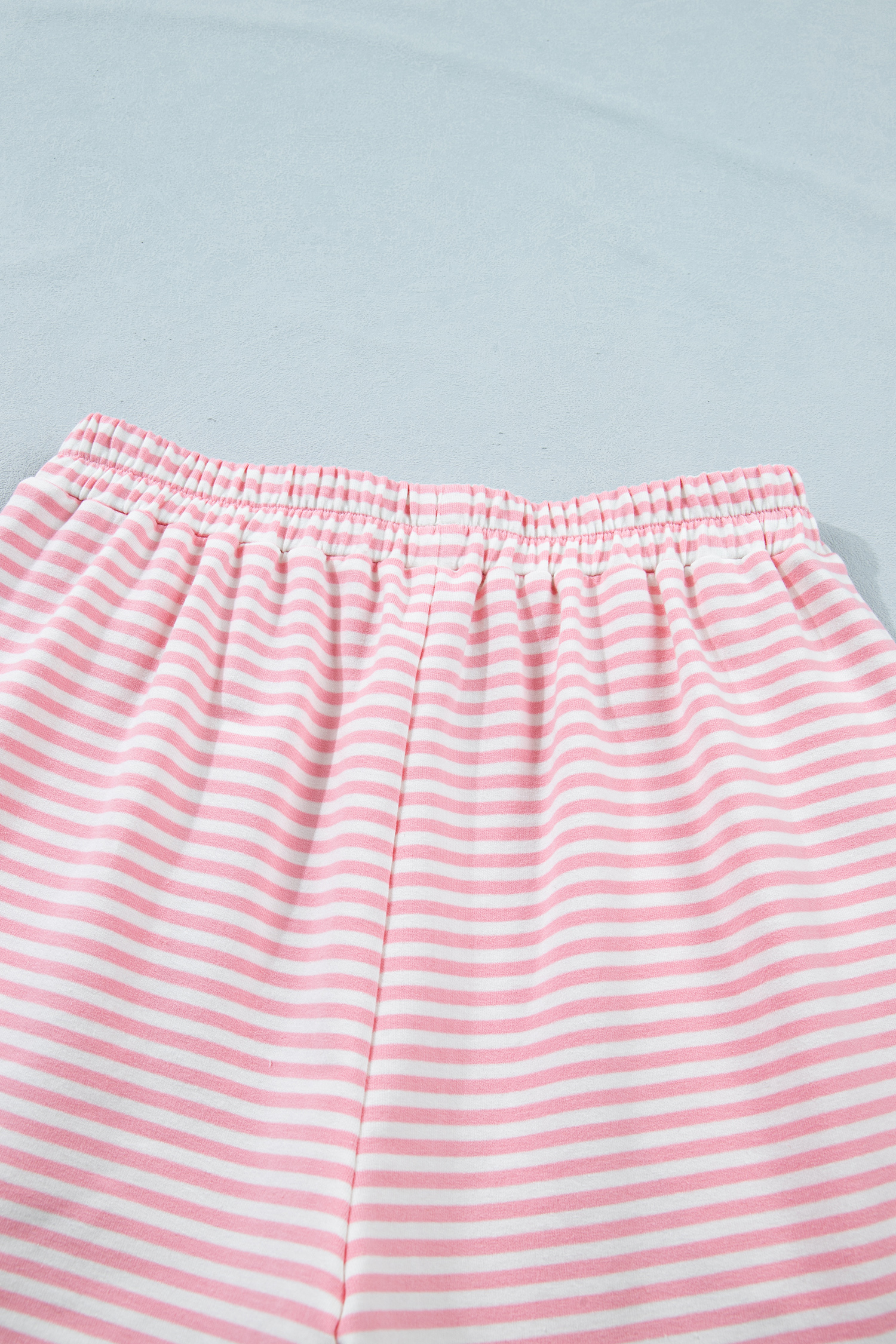 Women's Pink Stripe 2-Piece Short Set – Mock Neck Tee and Casual Shorts, Summer Outfit - Detail View 13 Women's Pink Stripe 2-Piece Short Set – Mock Neck Tee and Casual Shorts, Summer Outfit - Detail View 13