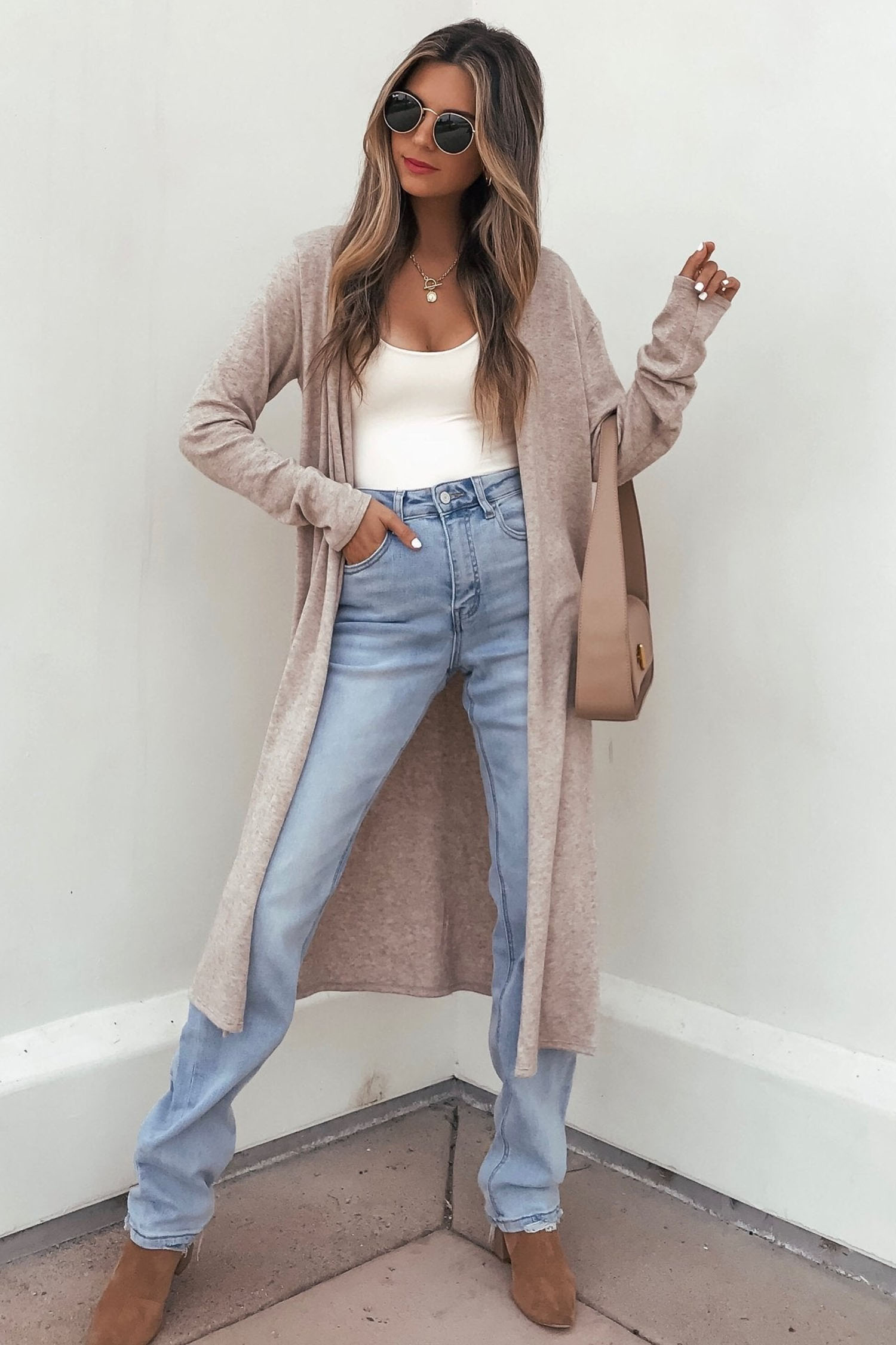 Women's Long Duster Cardigan, Casual Open Front Coat - Detail View 7 Women's Long Duster Cardigan, Casual Open Front Coat - Detail View 7
