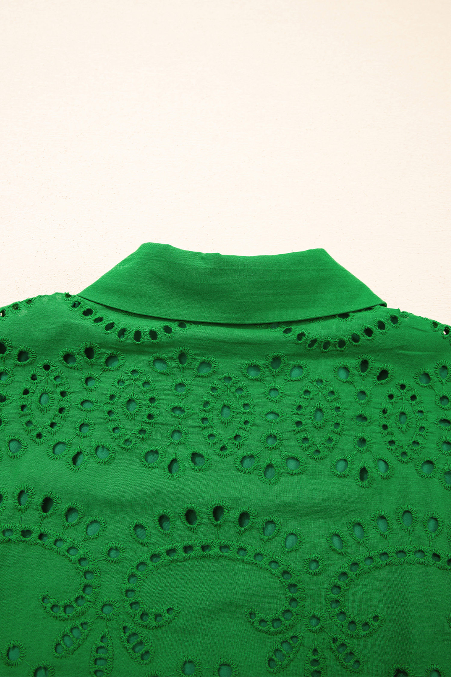 Chic Green Solid Mini Dress with Eyelet Embroidery – Ideal for Vacation and Daily Outings - Detail View 8 Chic Green Solid Mini Dress with Eyelet Embroidery – Ideal for Vacation and Daily Outings - Detail View 8