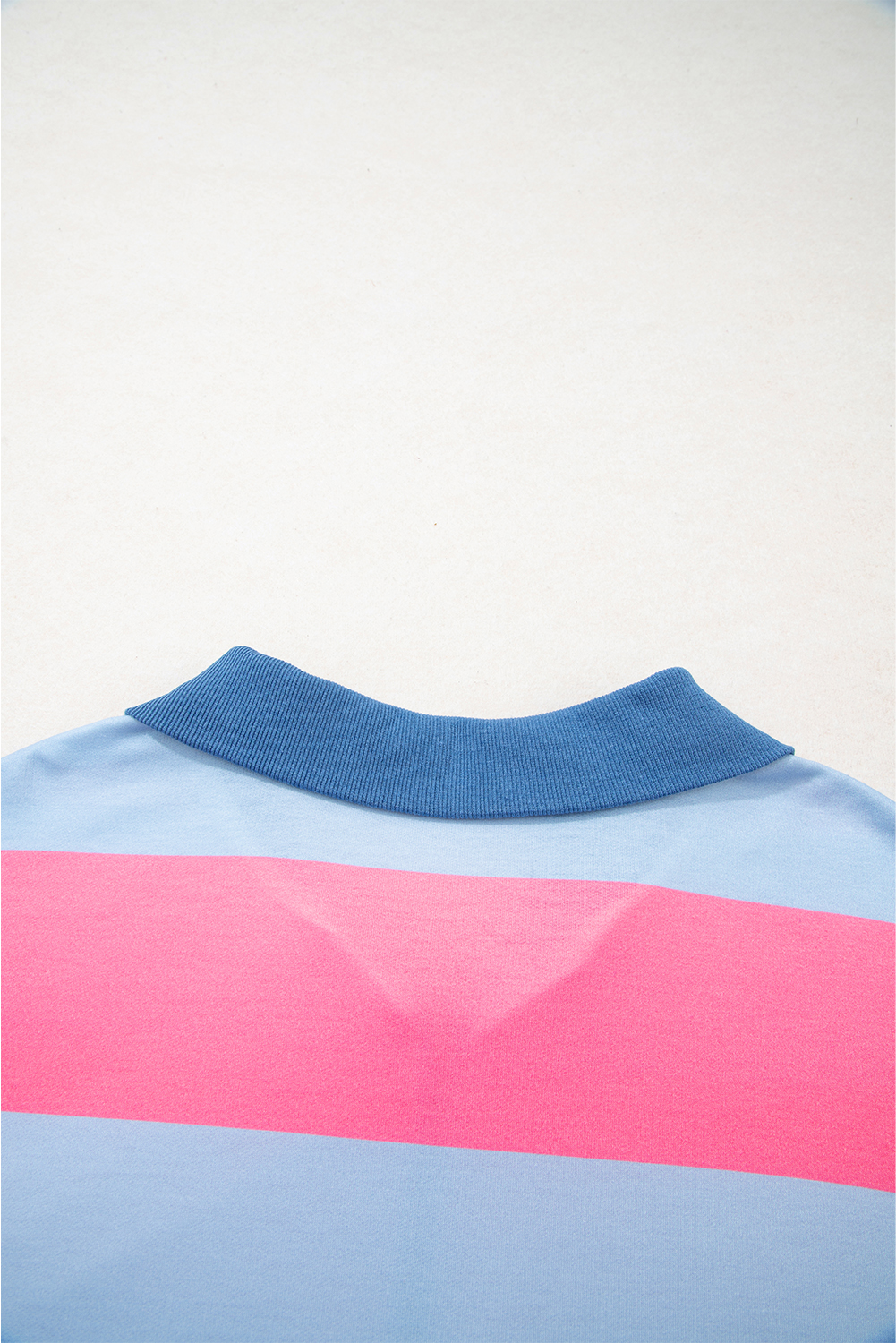 Comfortable Blue Stripe Zip-Up Pullover - Perfect for Daily Wear in Fall - Detail View 7 Comfortable Blue Stripe Zip-Up Pullover - Perfect for Daily Wear in Fall - Detail View 7