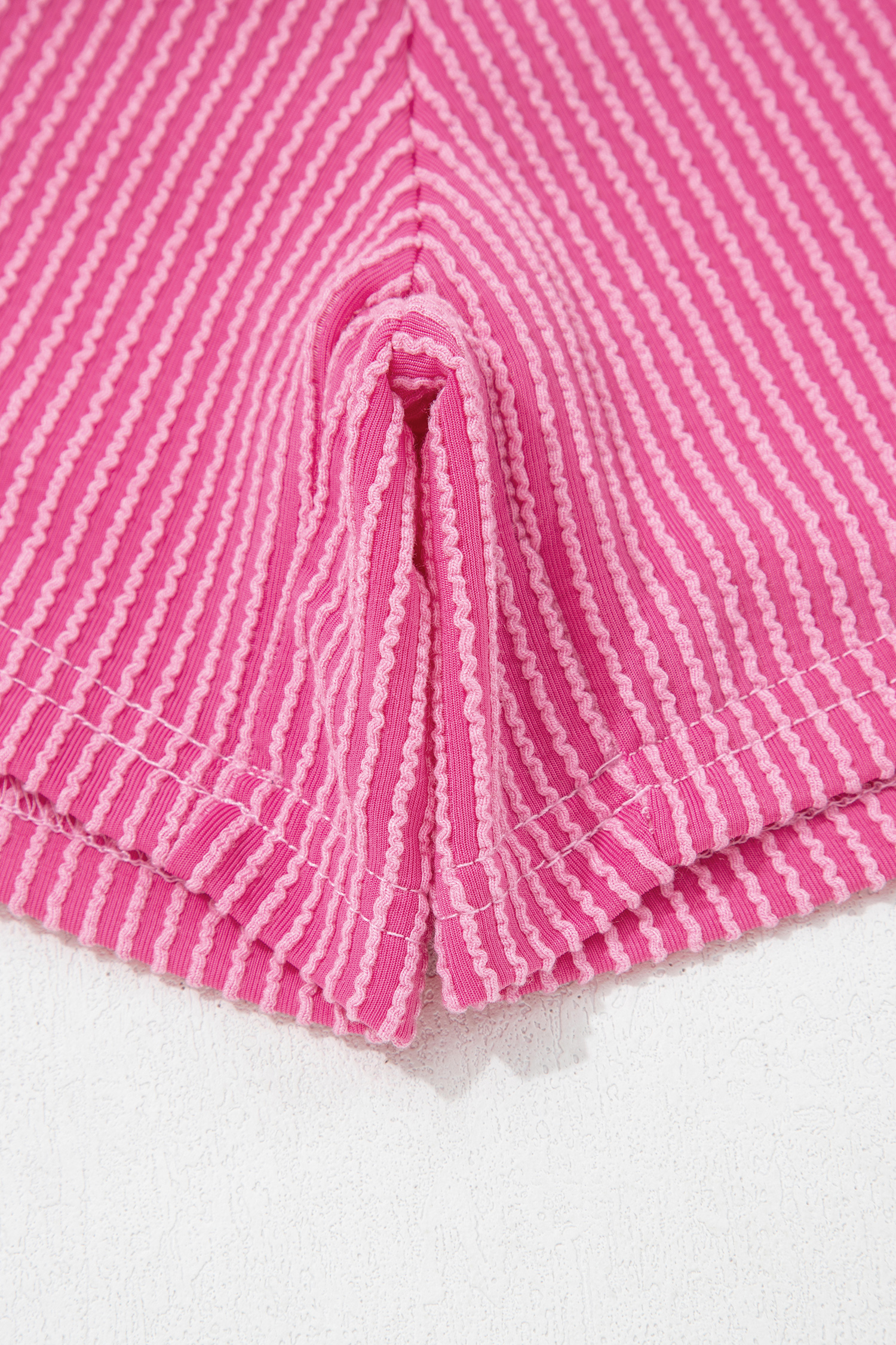 Summer Women's Sachet Pink Short Set – Leopard Print Trim, Ribbed 2 Piece Outfit, Casual Gift for Her - Detail View 14 Summer Women's Sachet Pink Short Set – Leopard Print Trim, Ribbed 2 Piece Outfit, Casual Gift for Her - Detail View 14